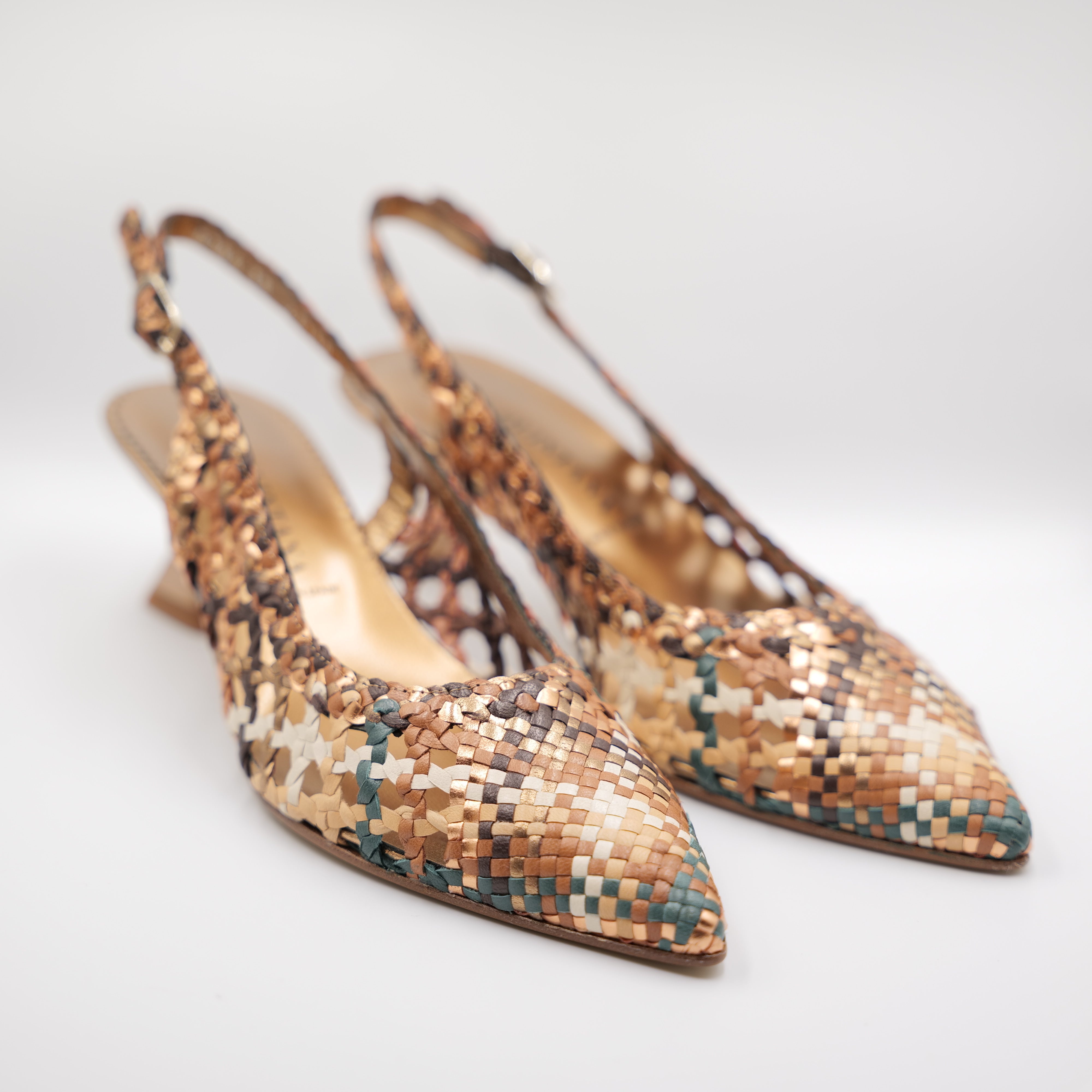 Pons Quintana - Slingback in pelle intrecciate con cinturino