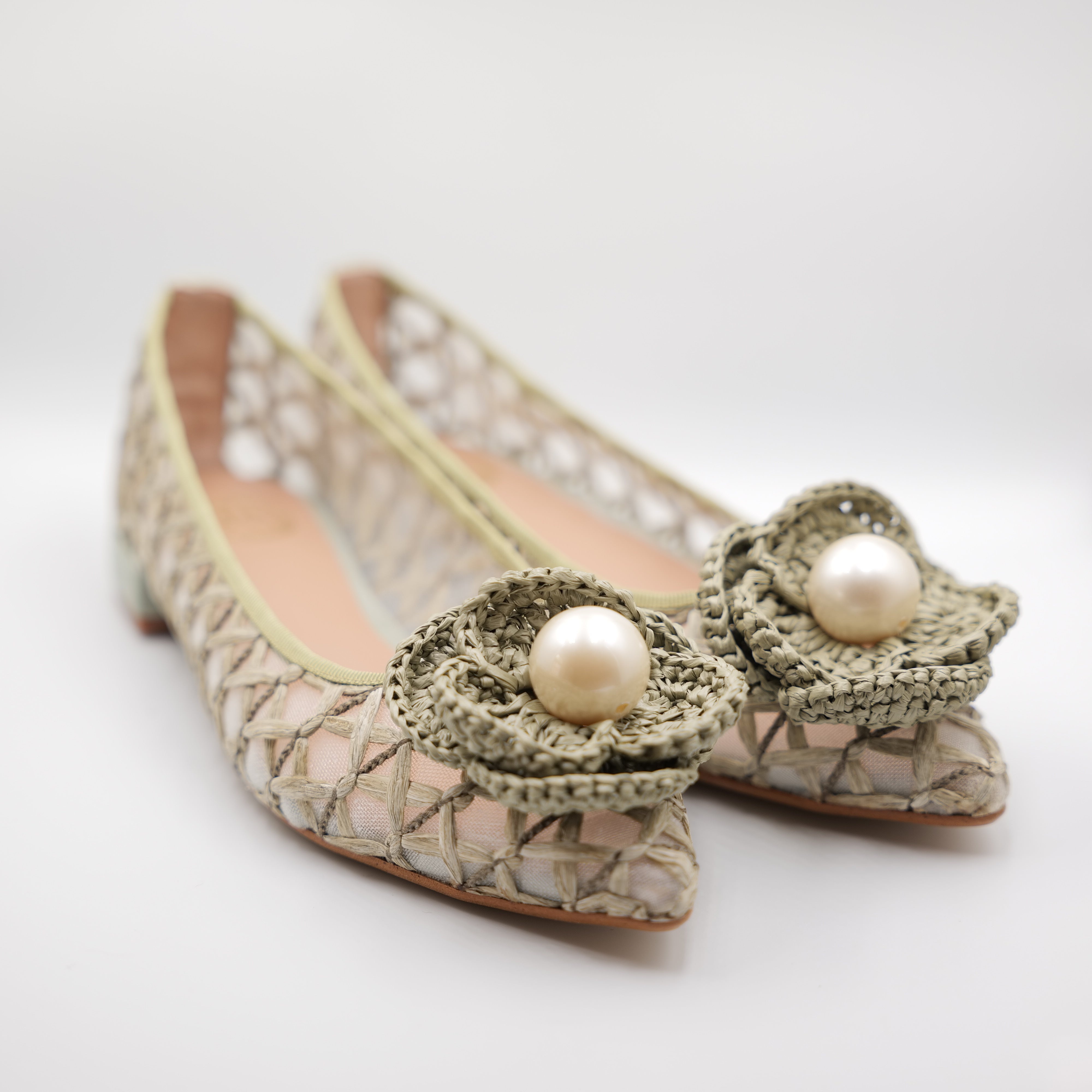 Ora - Ballerine in rafia con fiore