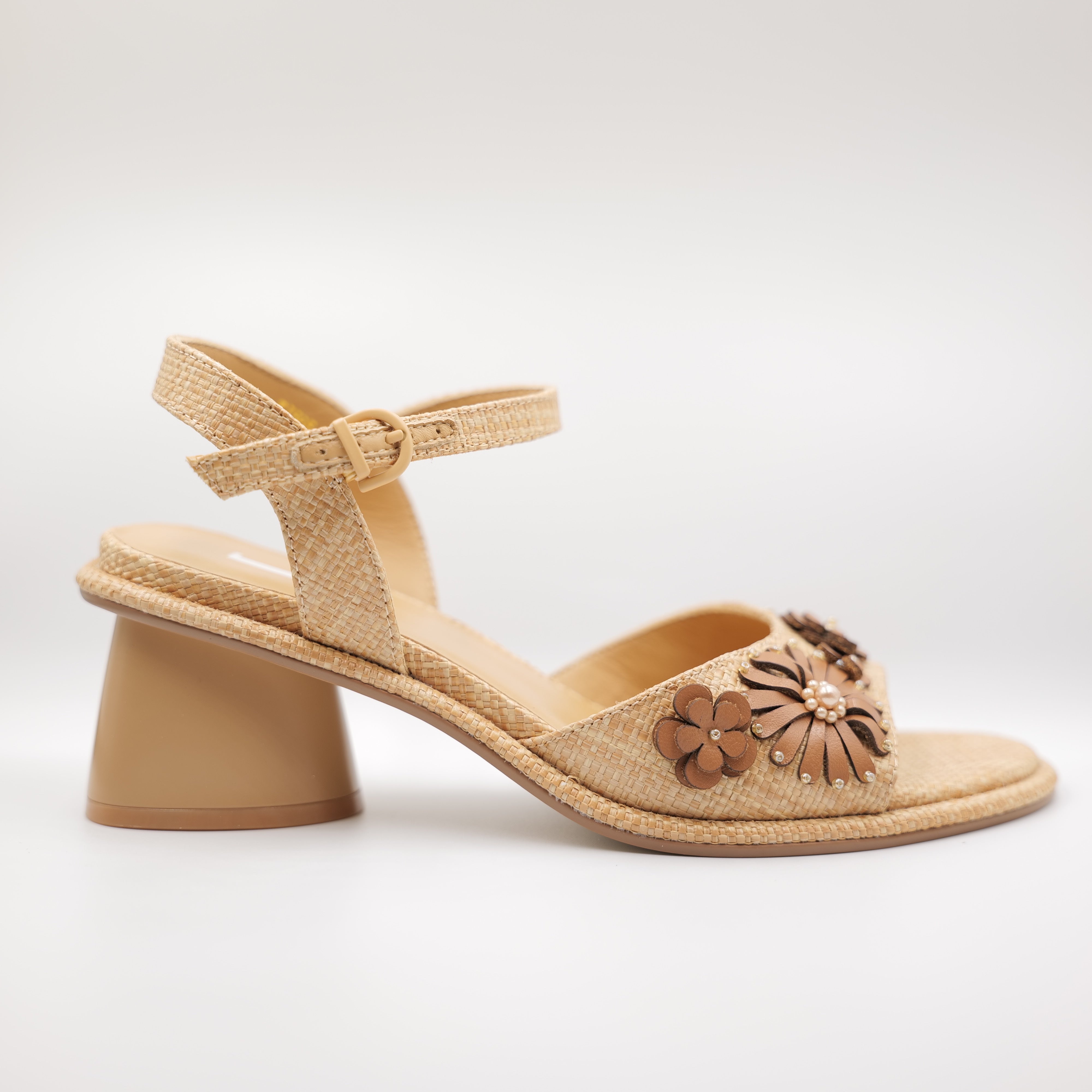 Jeannot - Sandali in rafia ecru con cinturino