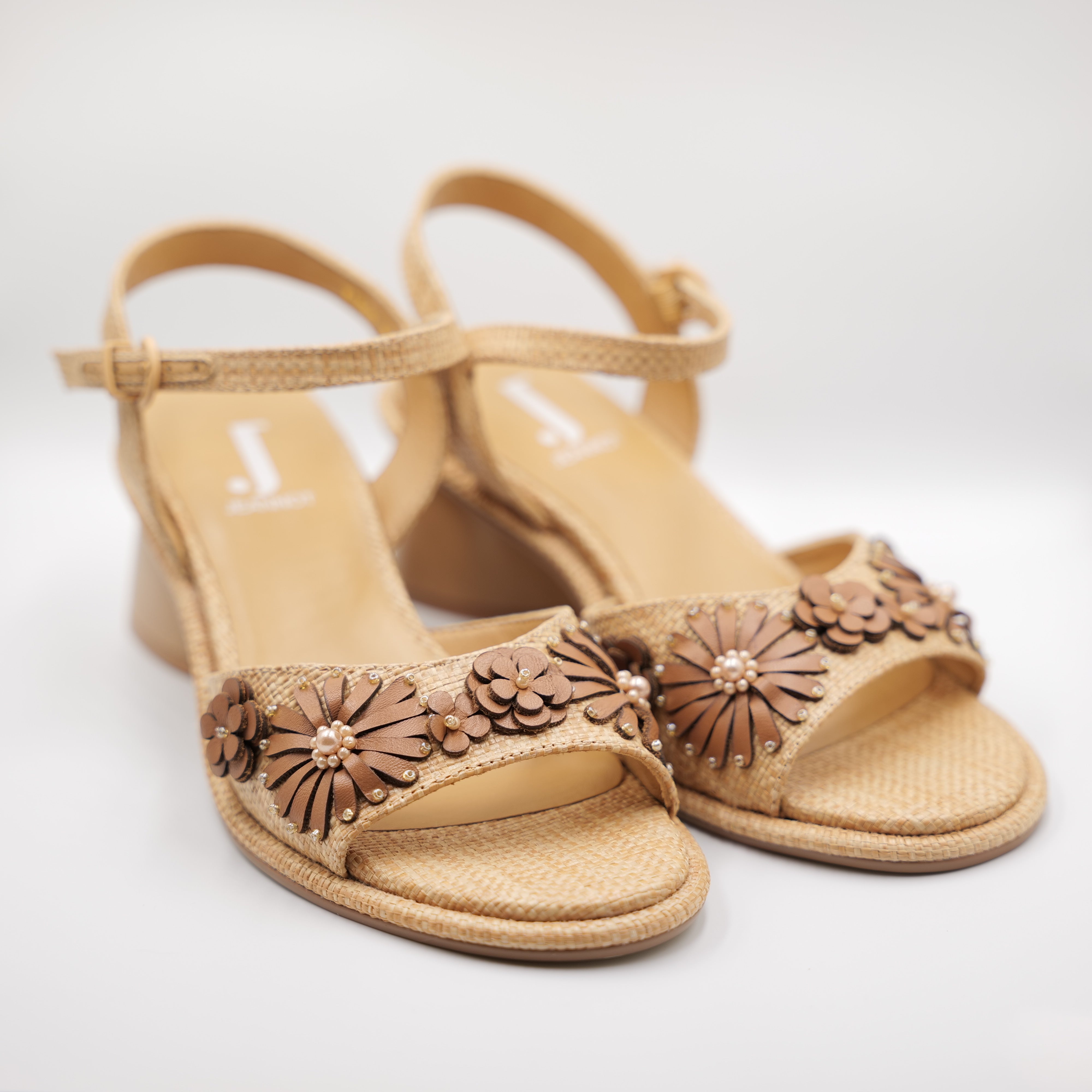 Jeannot - Sandali in rafia ecru con cinturino