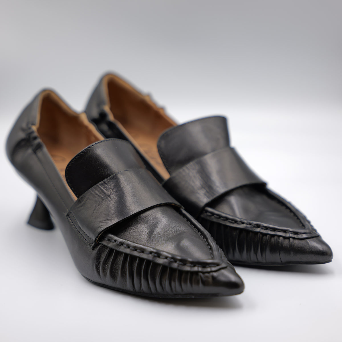 La Vitrina - Mocassino tacco in pelle nera