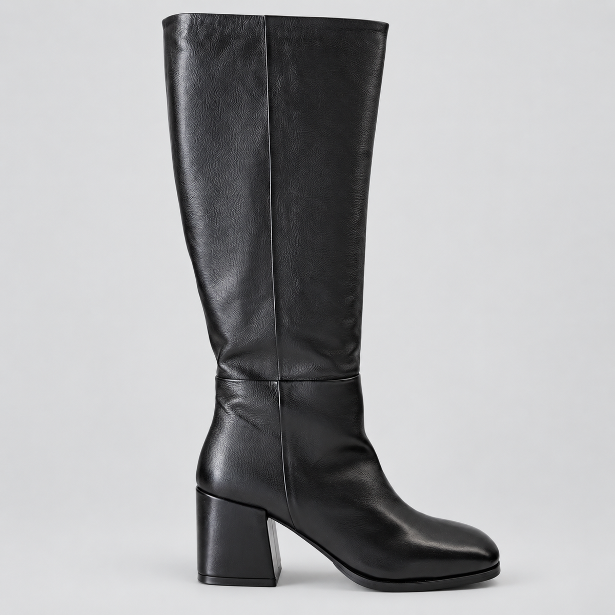 Zolfo -Stivale in pelle Nero con zip a metà laterale
