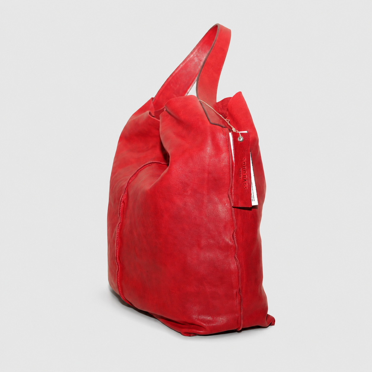 Soho Bags - Shopping Morbida in Pelle Rosso Ciliegio