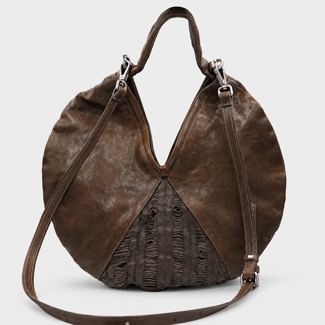 Soho Bags - Borsa Mezzaluna in Pelle Testa di Moro