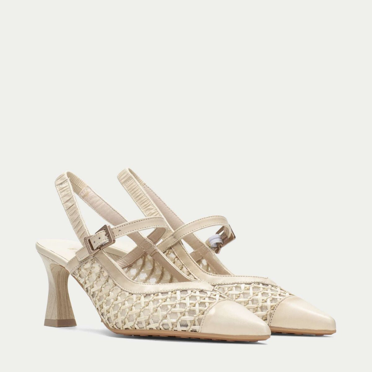 Hispanitas - Slingback in pelle e rafia con elastico