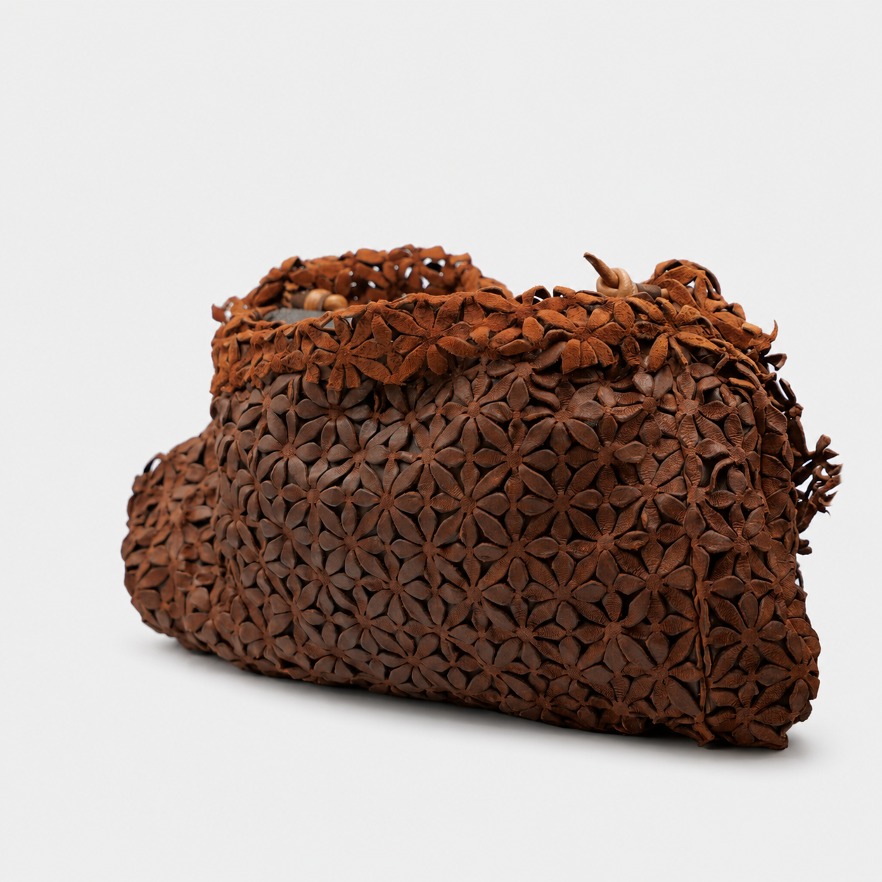 Soho Bags - Borsa a Tracolla in Pelle Intrecciata Floreale Cuoio