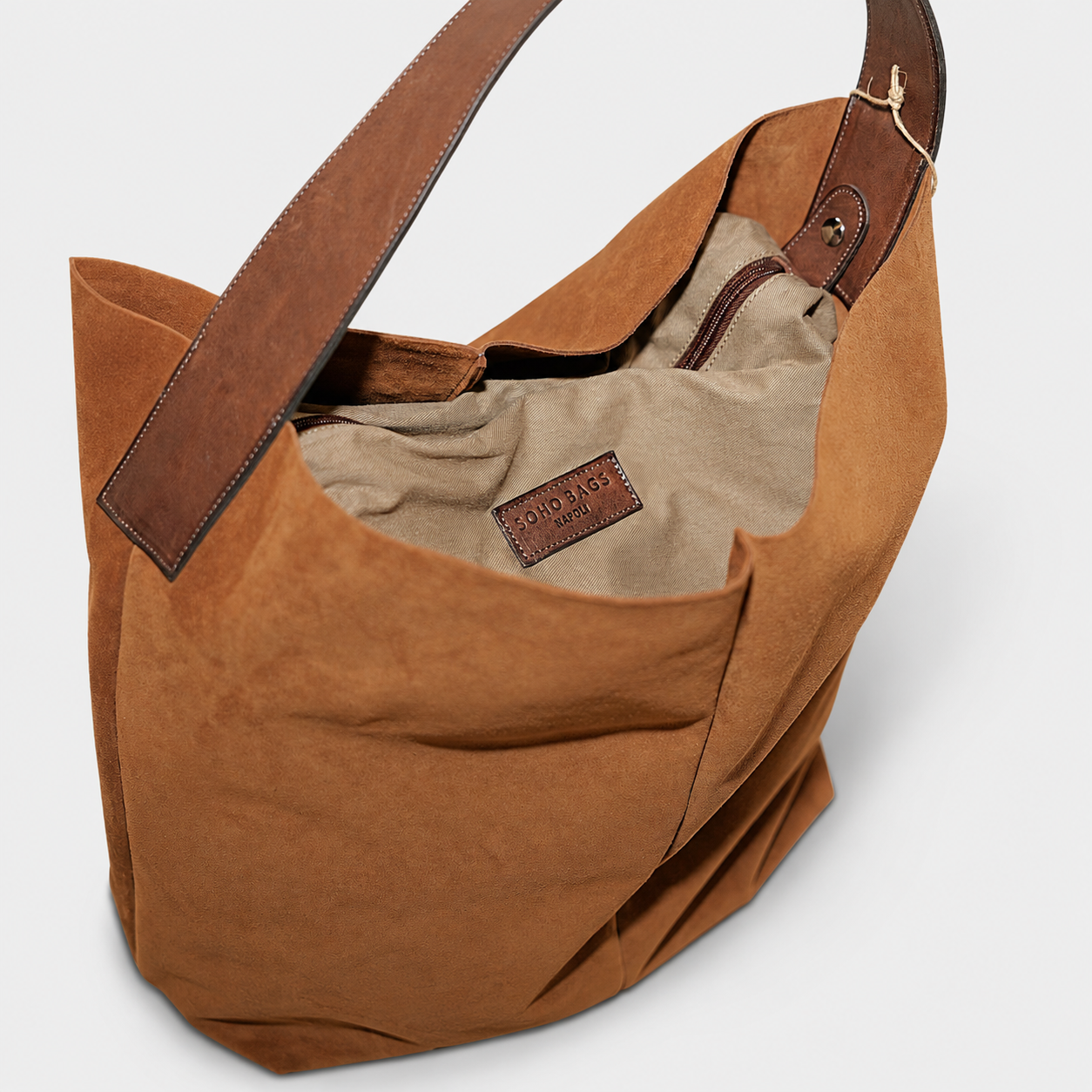 Soho Bags - Shopping Morbida in Camoscio Cuoio
