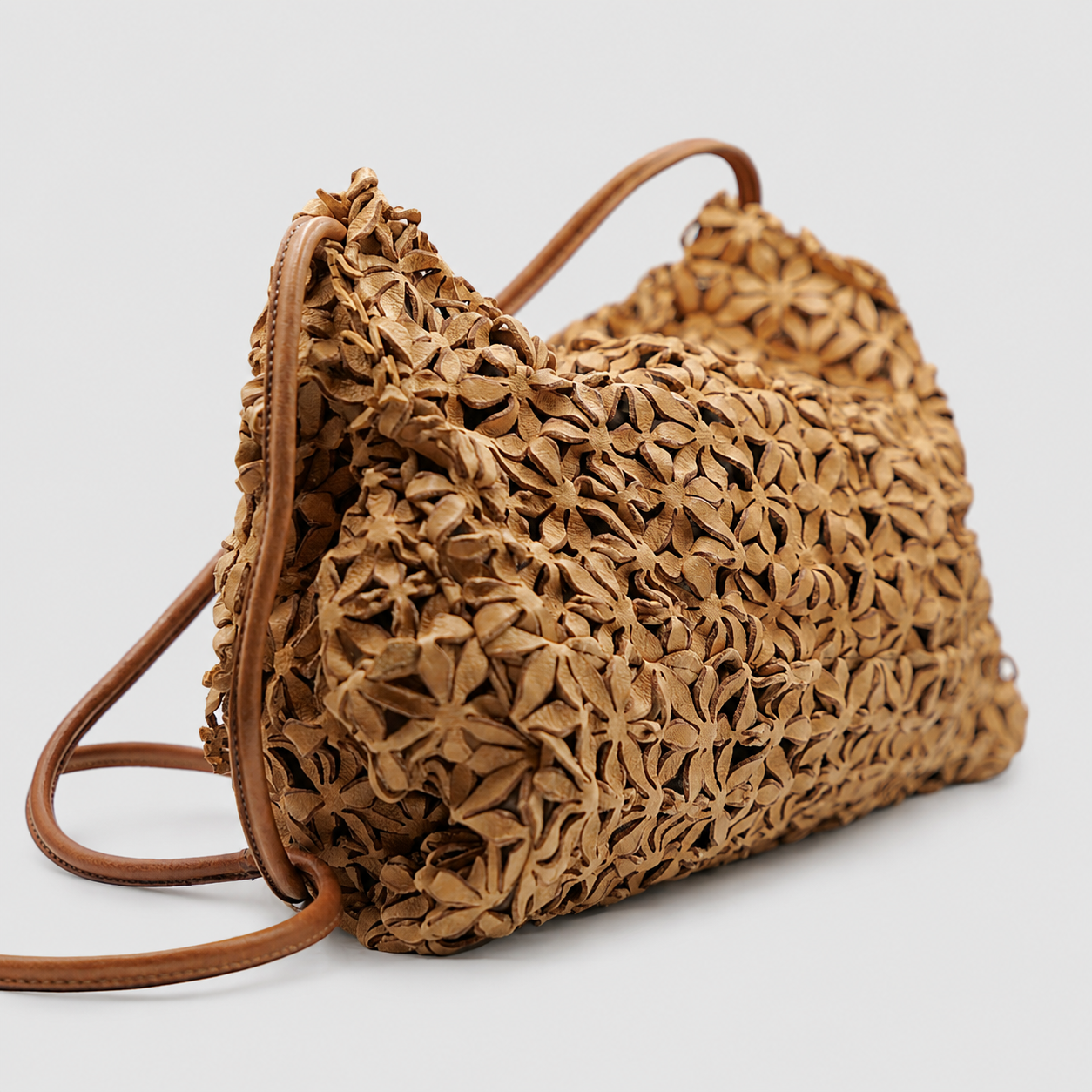 Soho Bags - Borsa Floreale in Pelle Beige
