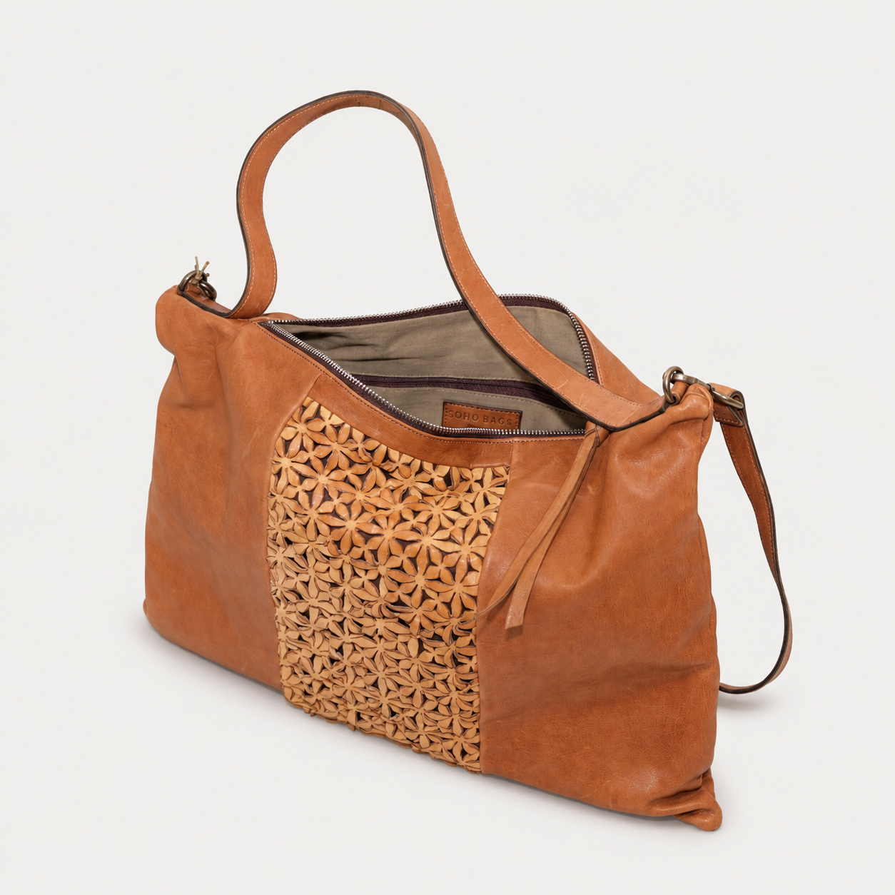 Soho Bags – Borsa Shopping in Pelle Traforata Cuoio