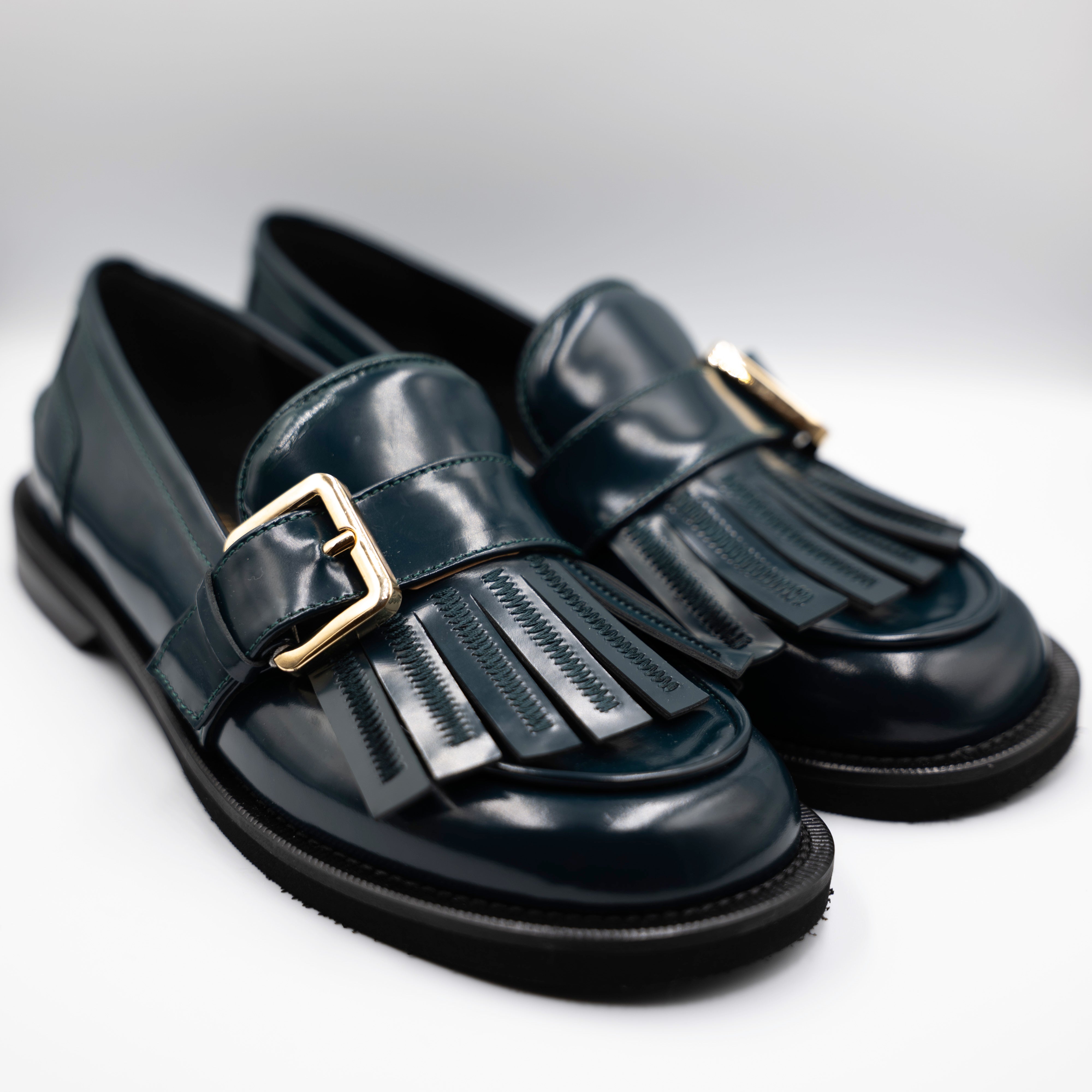 Eva Luna - Mocassini in pelle abrasivata con frange