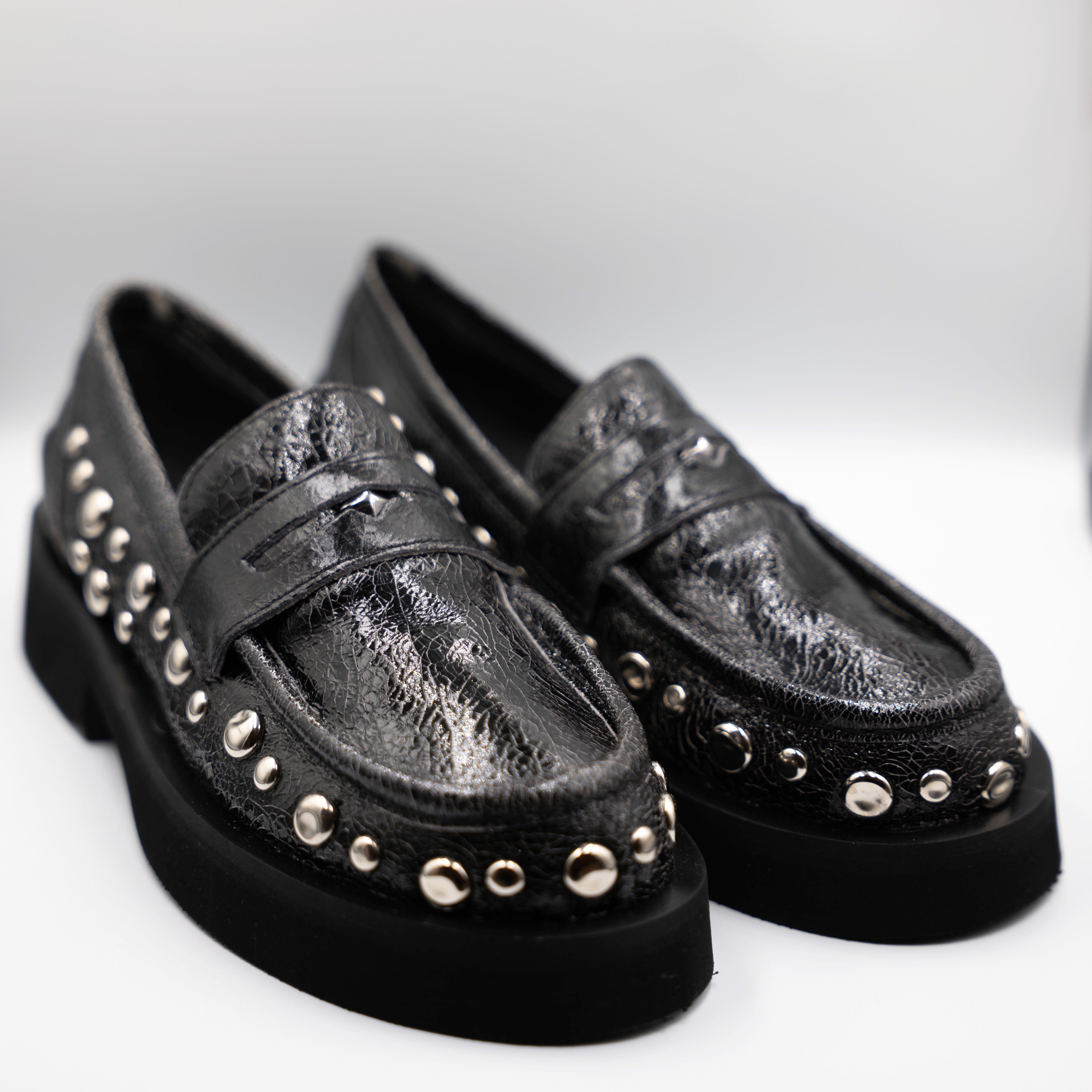 Zoe - Mocassini in pelle con borchie