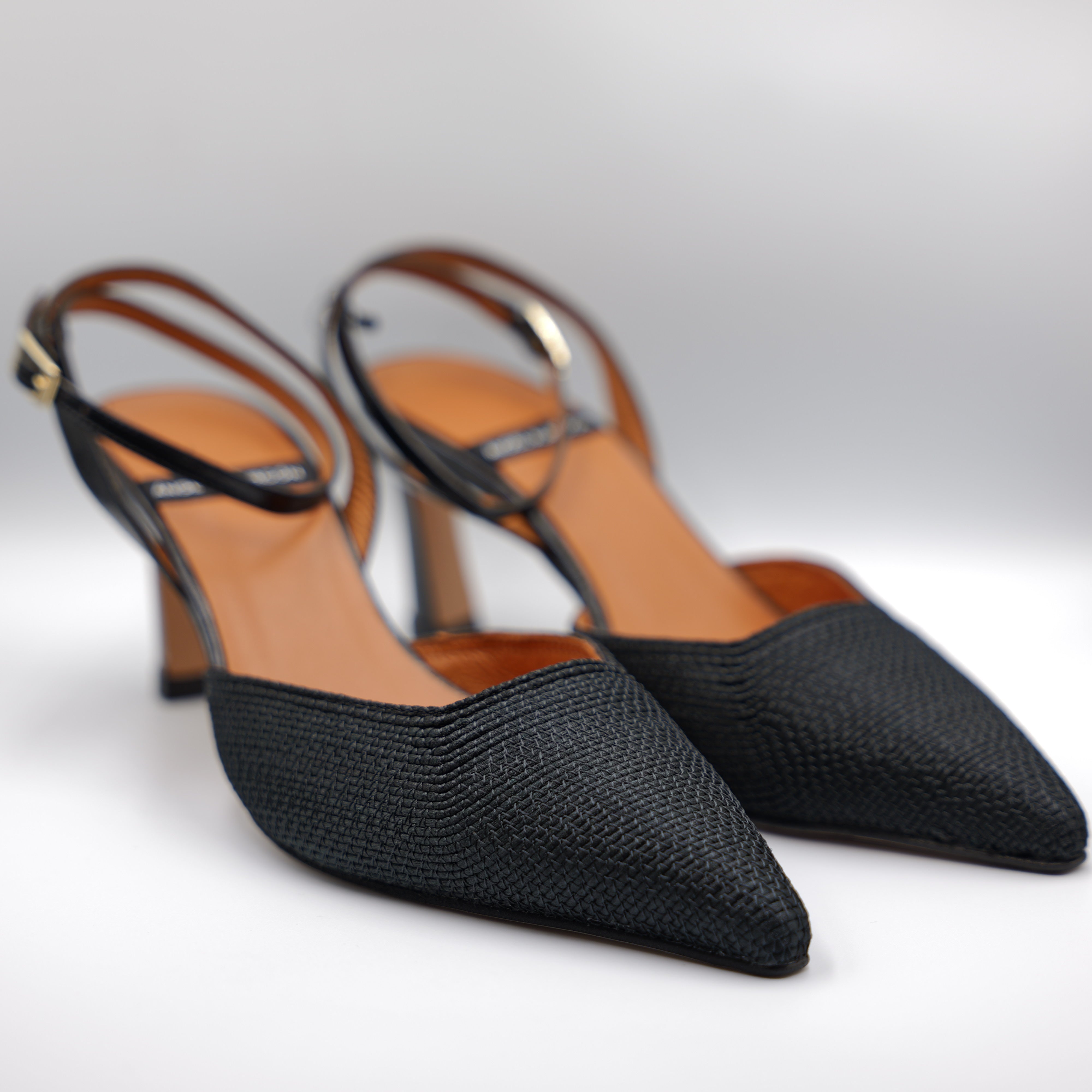 Angel Alarcon - Slingback in pelle e rafia con cinturino