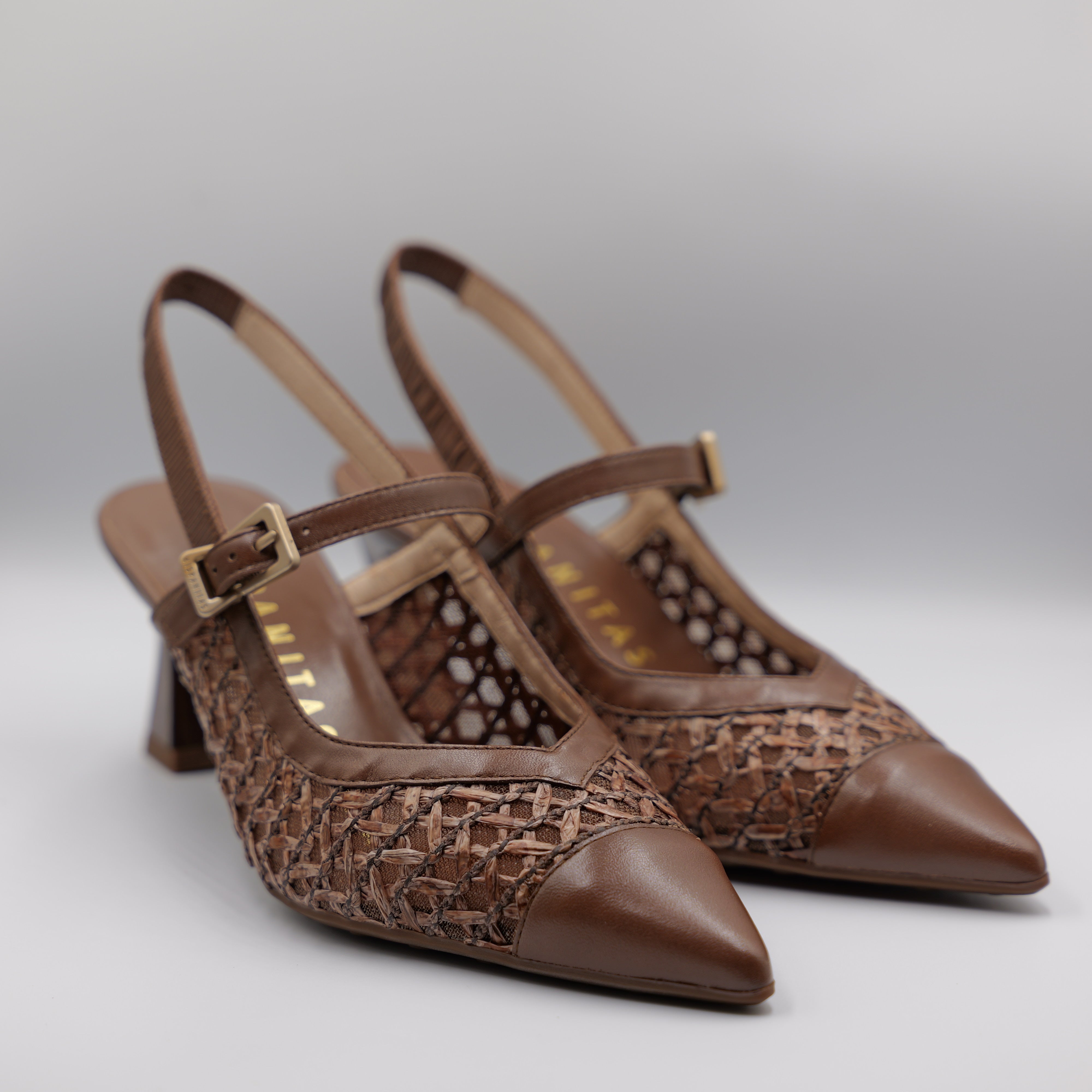 Hispanitas - Slingback pelle e rafia con elastico