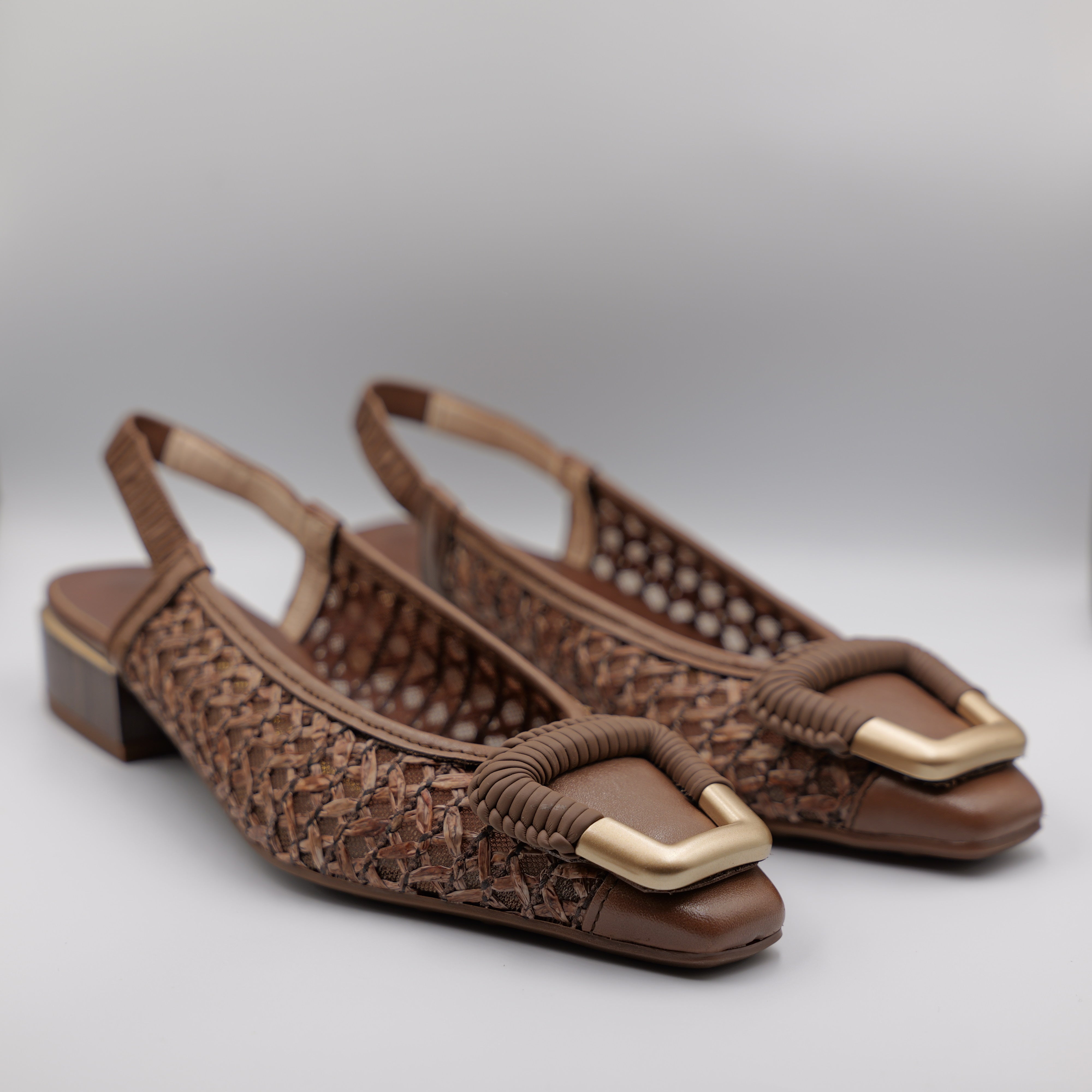 Hispanitas - slingback rafia e pelle con elastico