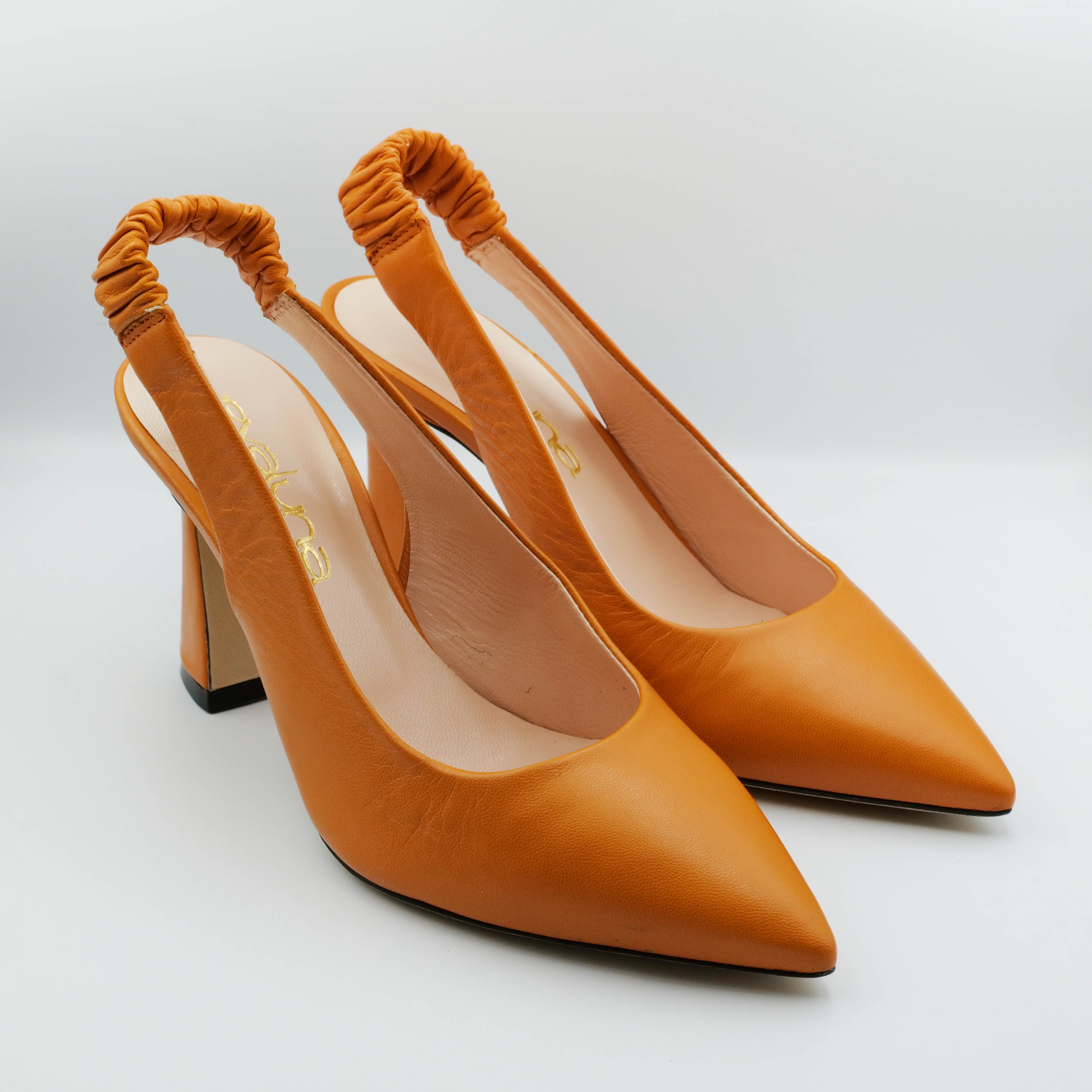 Eva Luna - Slingback in pelle arancio con elastico