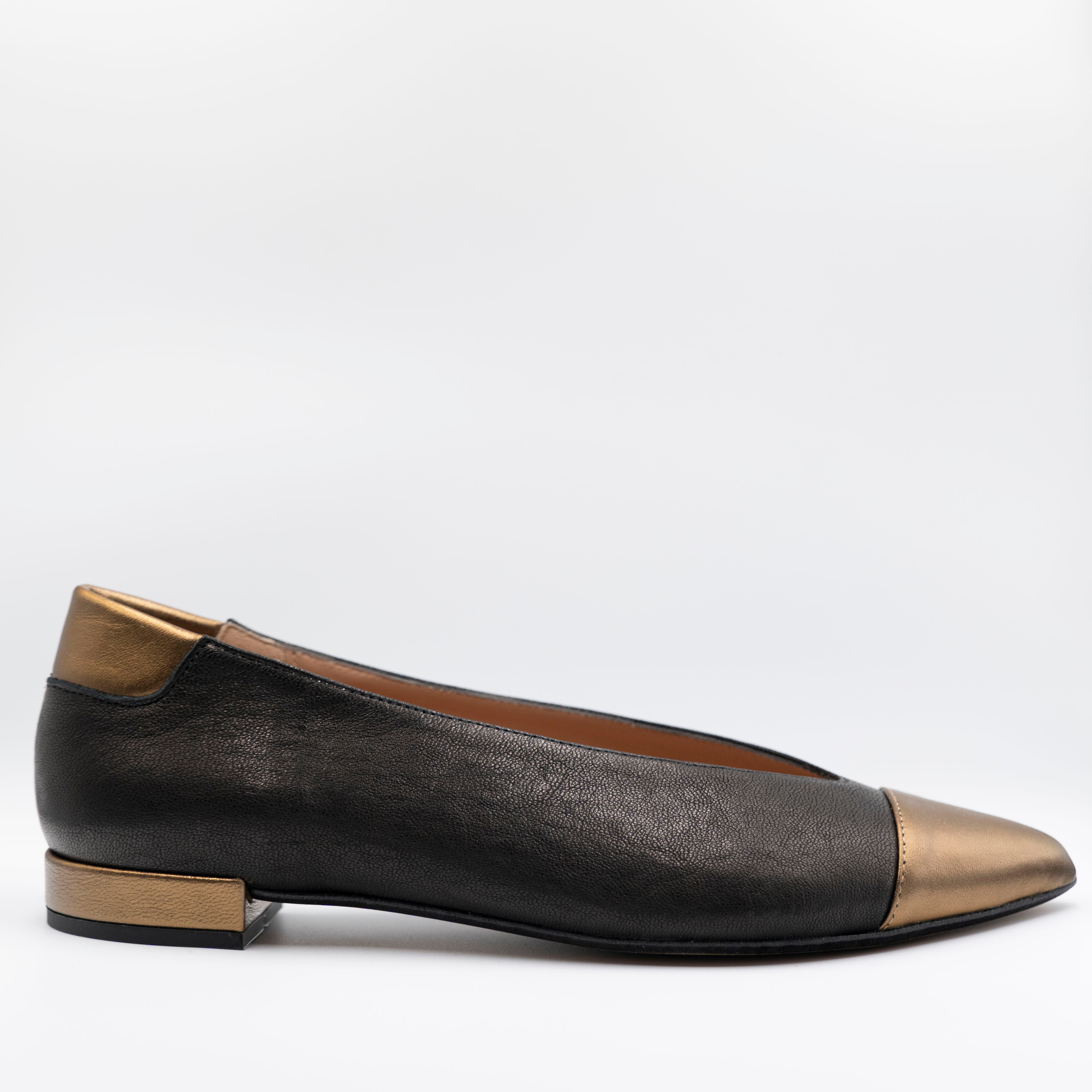 Ora - Ballerine in pelle bicolore - Nero e Bronzo