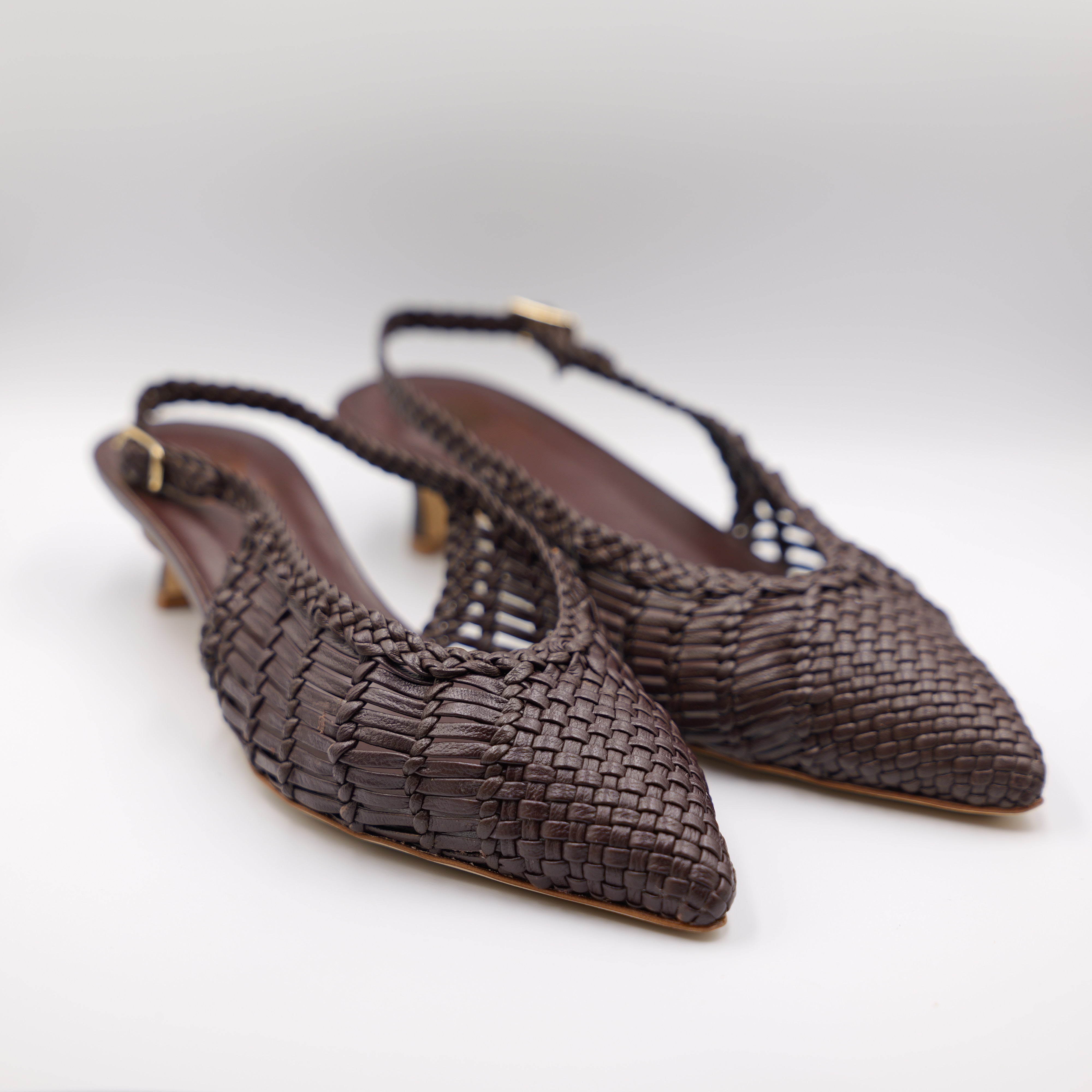 L'Arianna - Slingback in pelle intrecciata