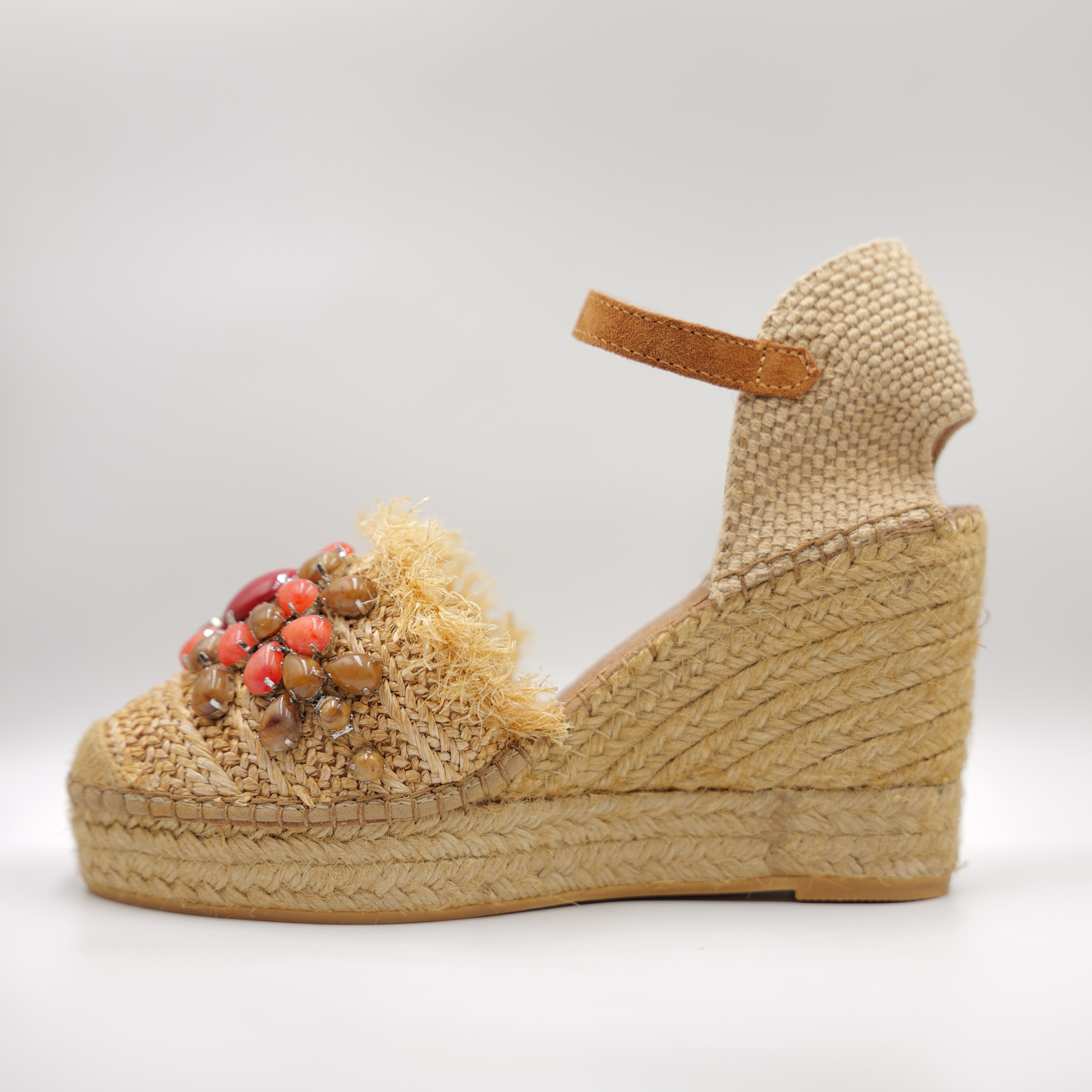 Vidorreta - Espadrillas in raffia con accessorio gioiello