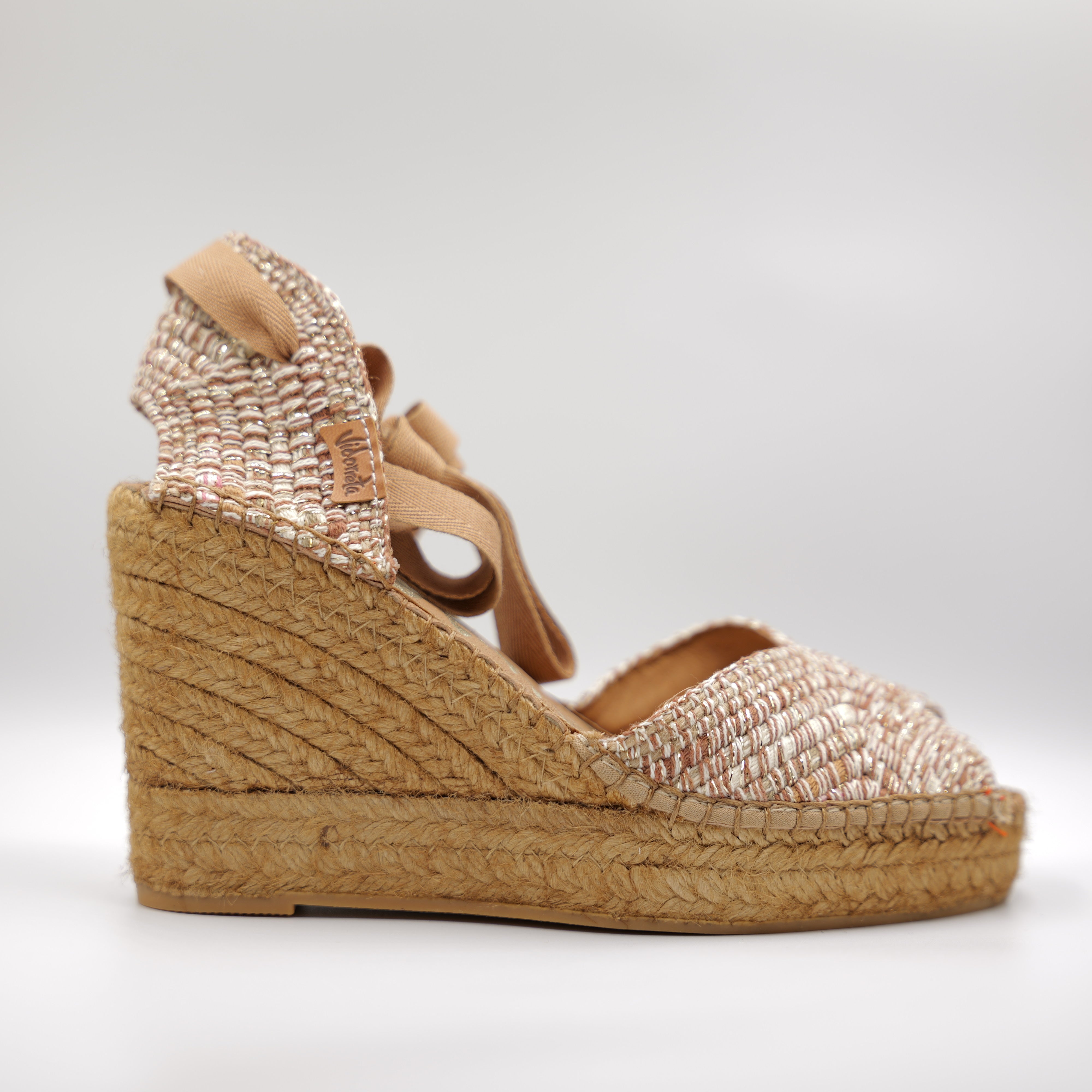 Vidorreta - Espadrillas Raffia Rosa con lacci