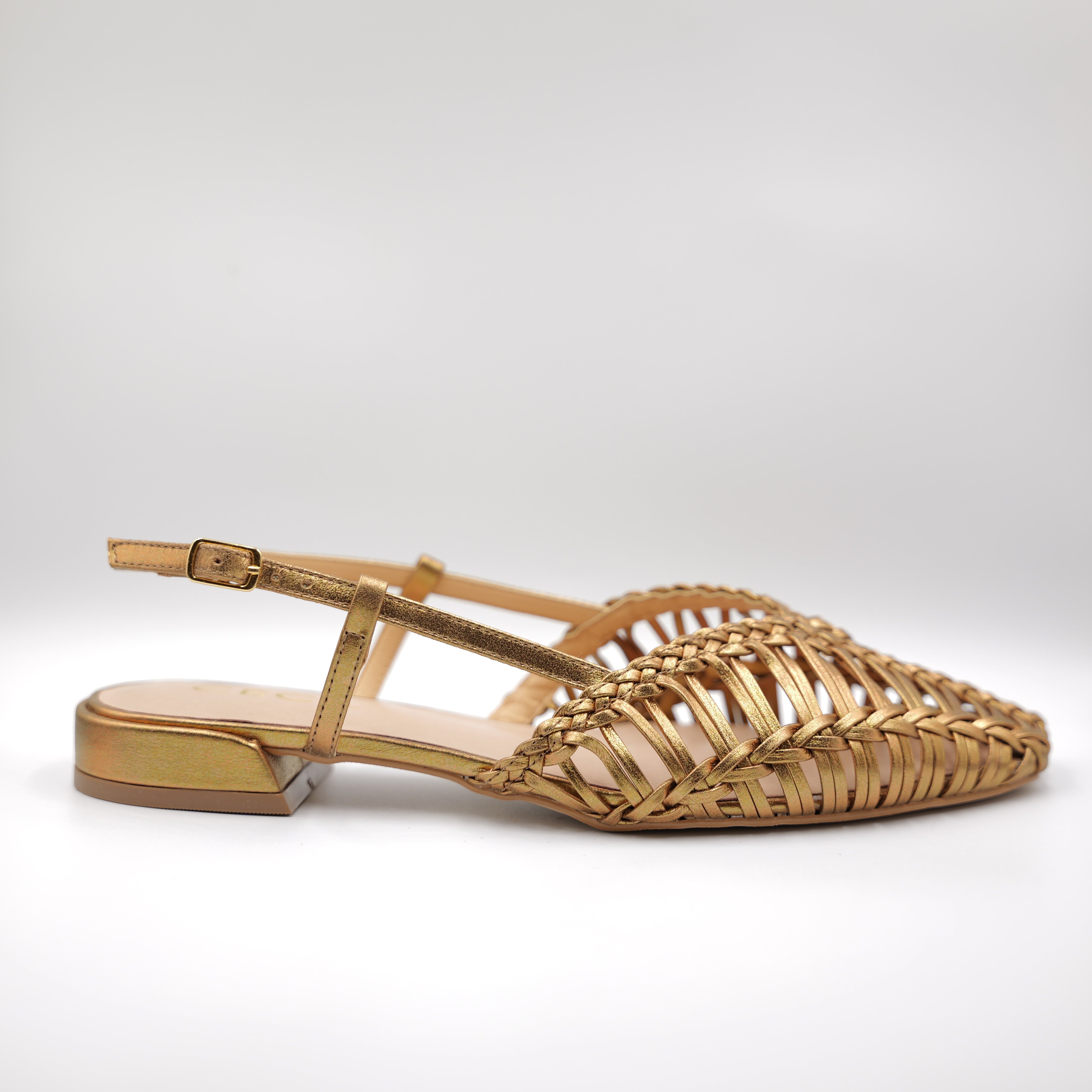 Cecil - Slingback Chanel Oro intrecciata in pelle