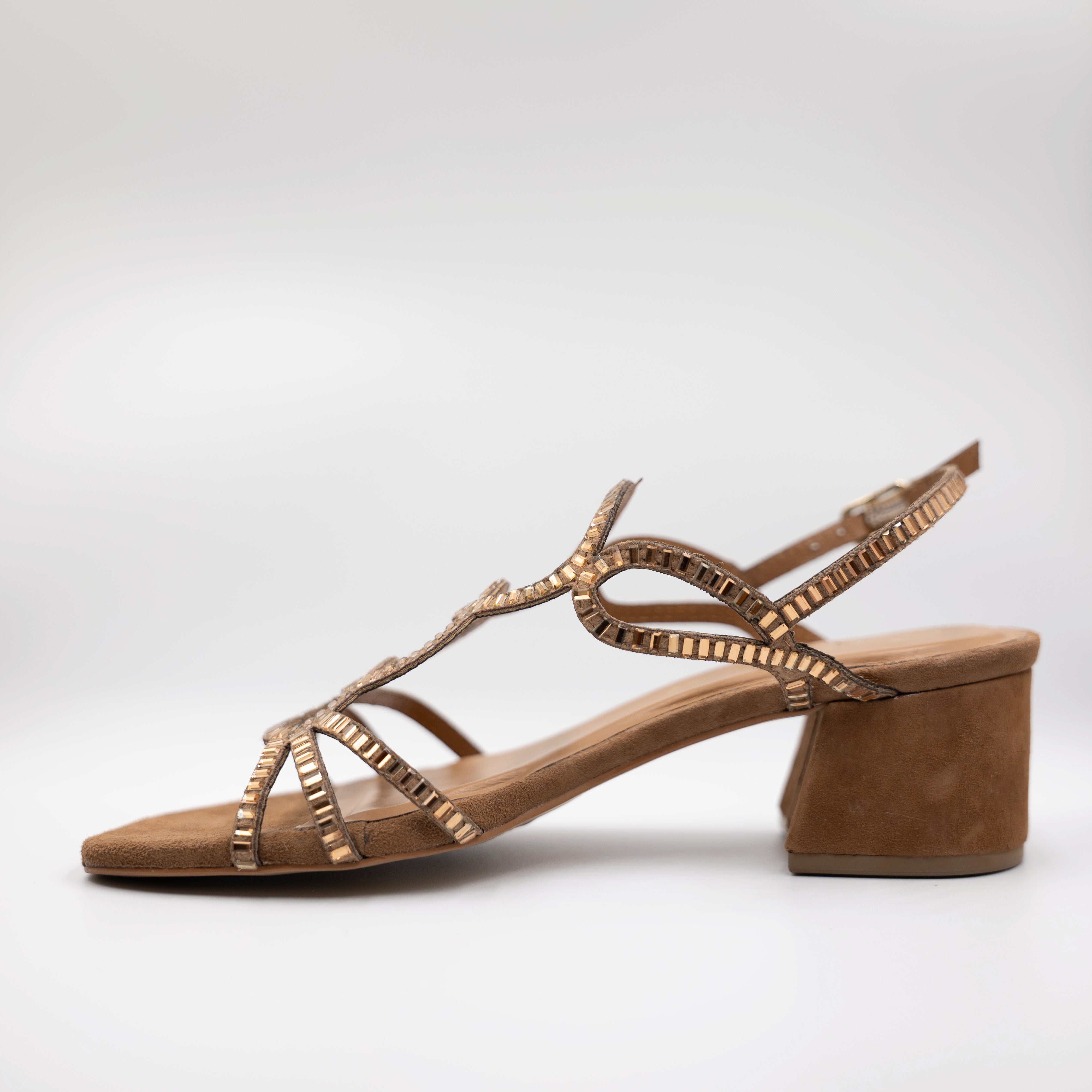 Cristin - Sandali in camoscio con cinturino e strass