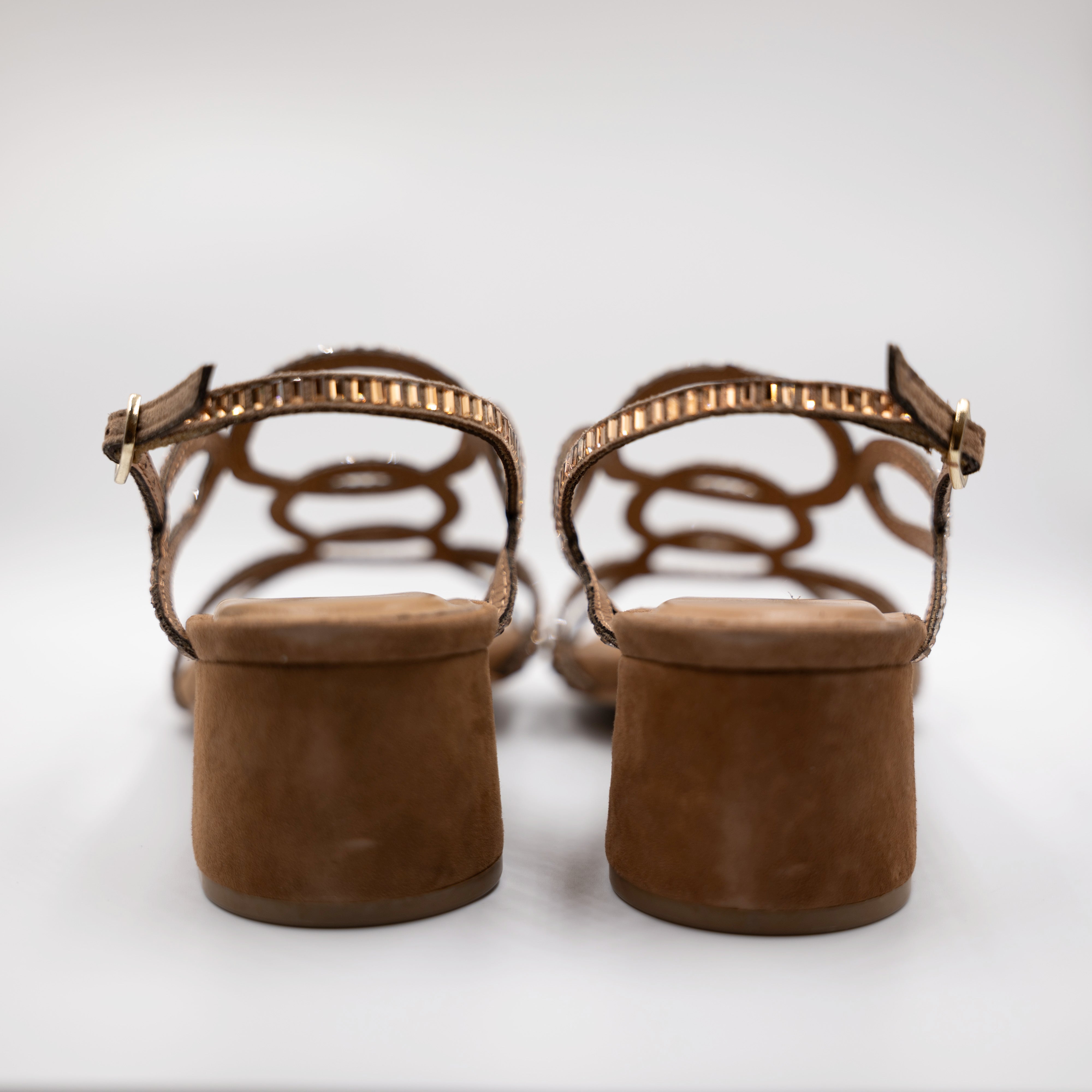Cristin - Sandali in camoscio con cinturino e strass