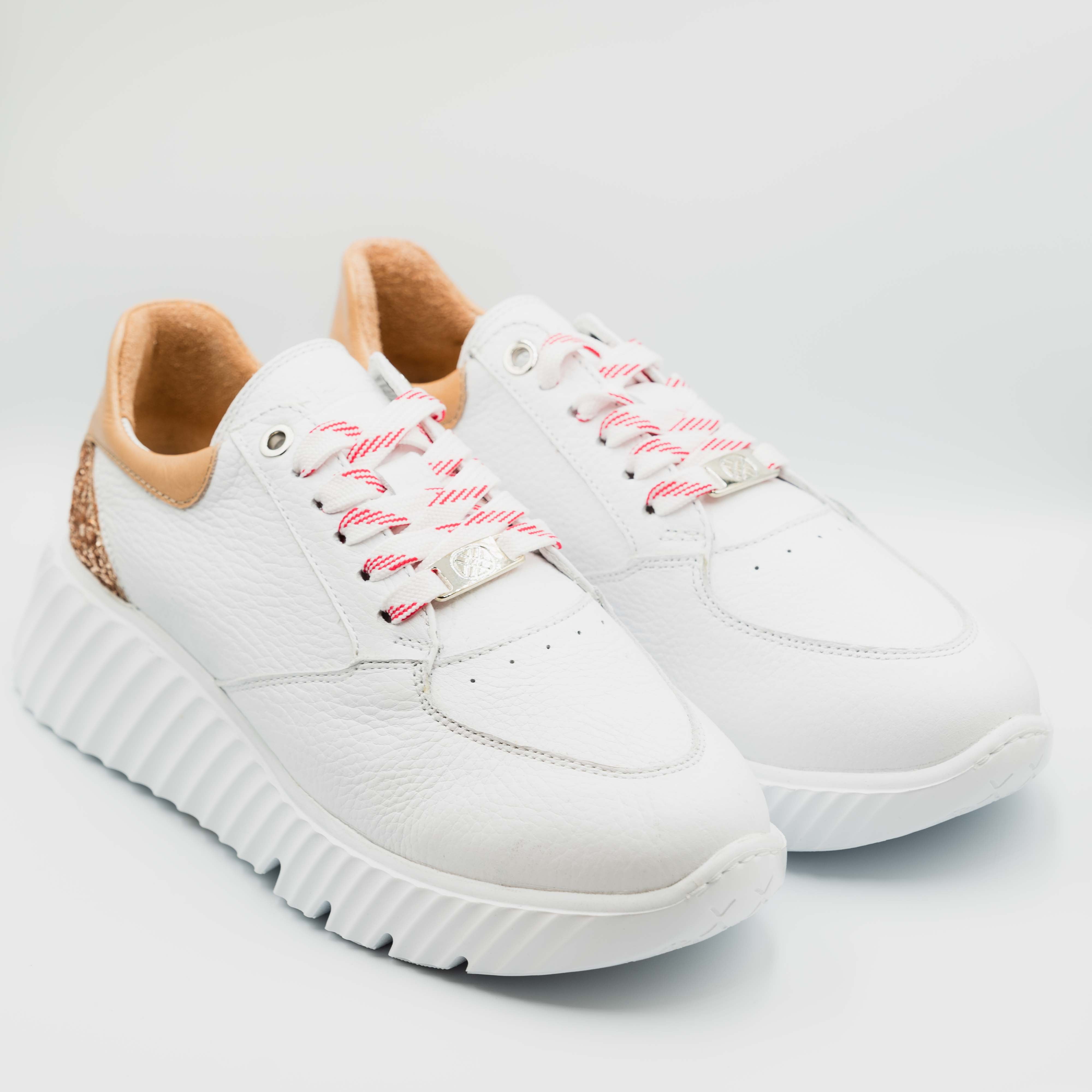 Unisa - Sneakers in pelle bianche e rame