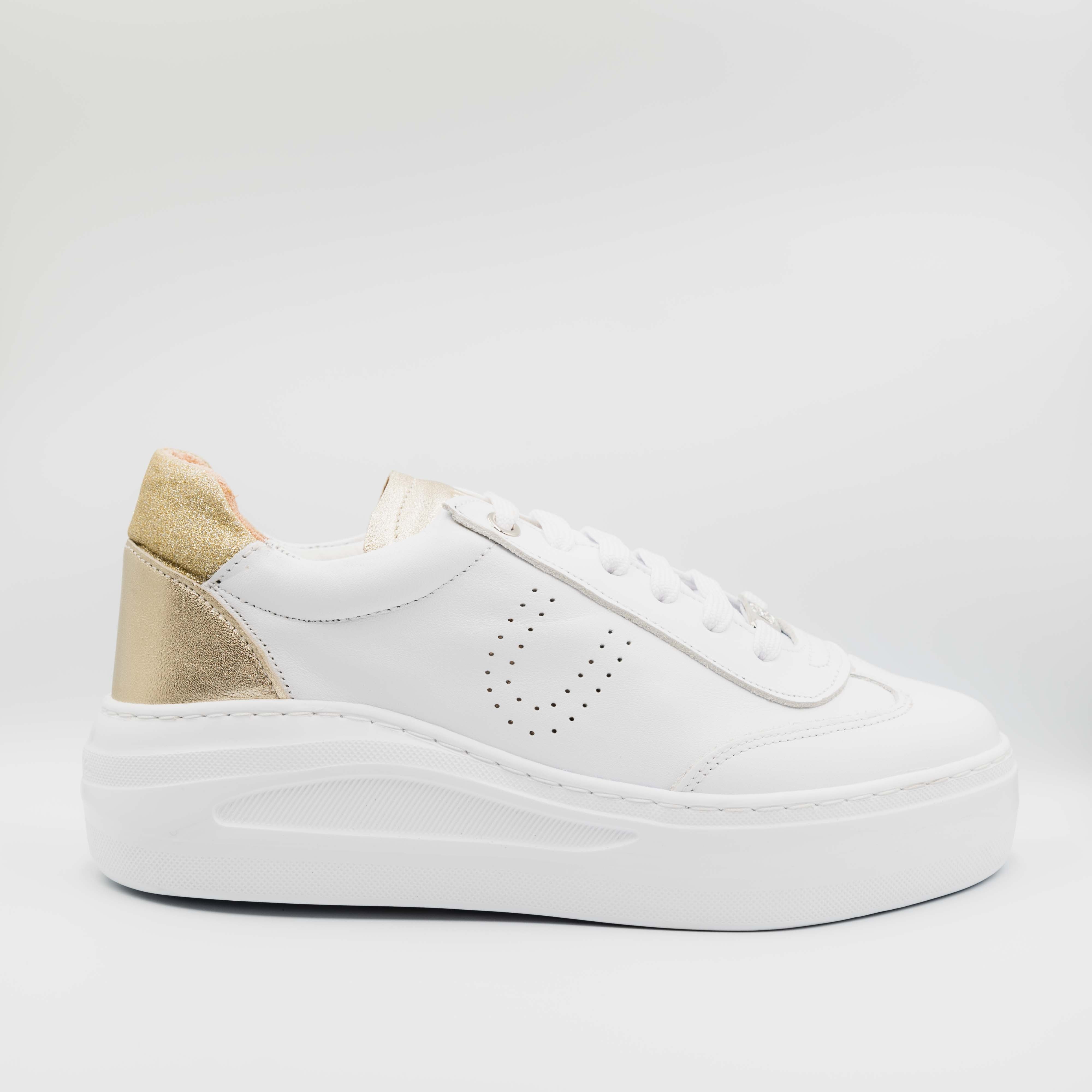 Unisa - Sneakers in pelle bianca e platino
