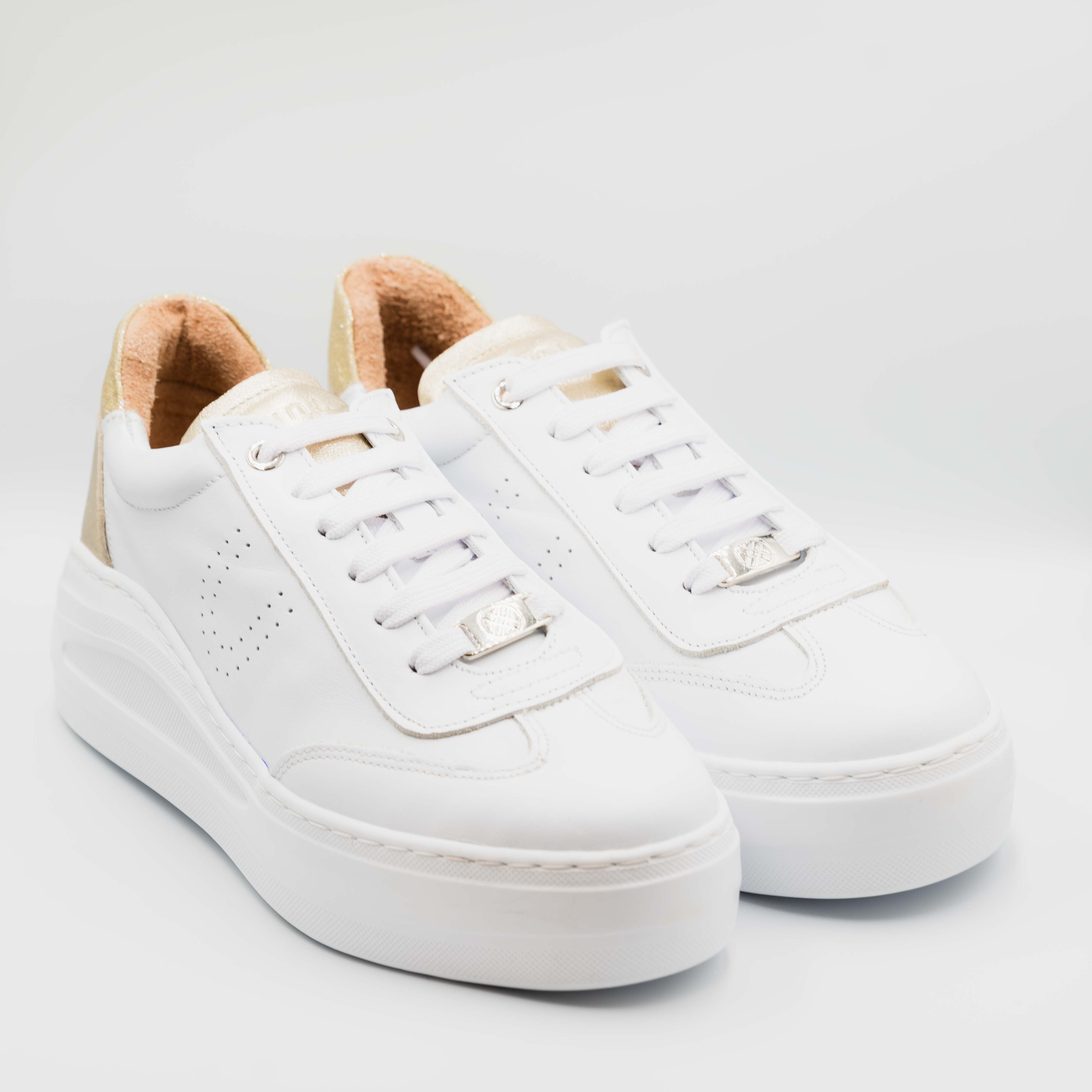 Unisa - Sneakers in pelle bianca e platino