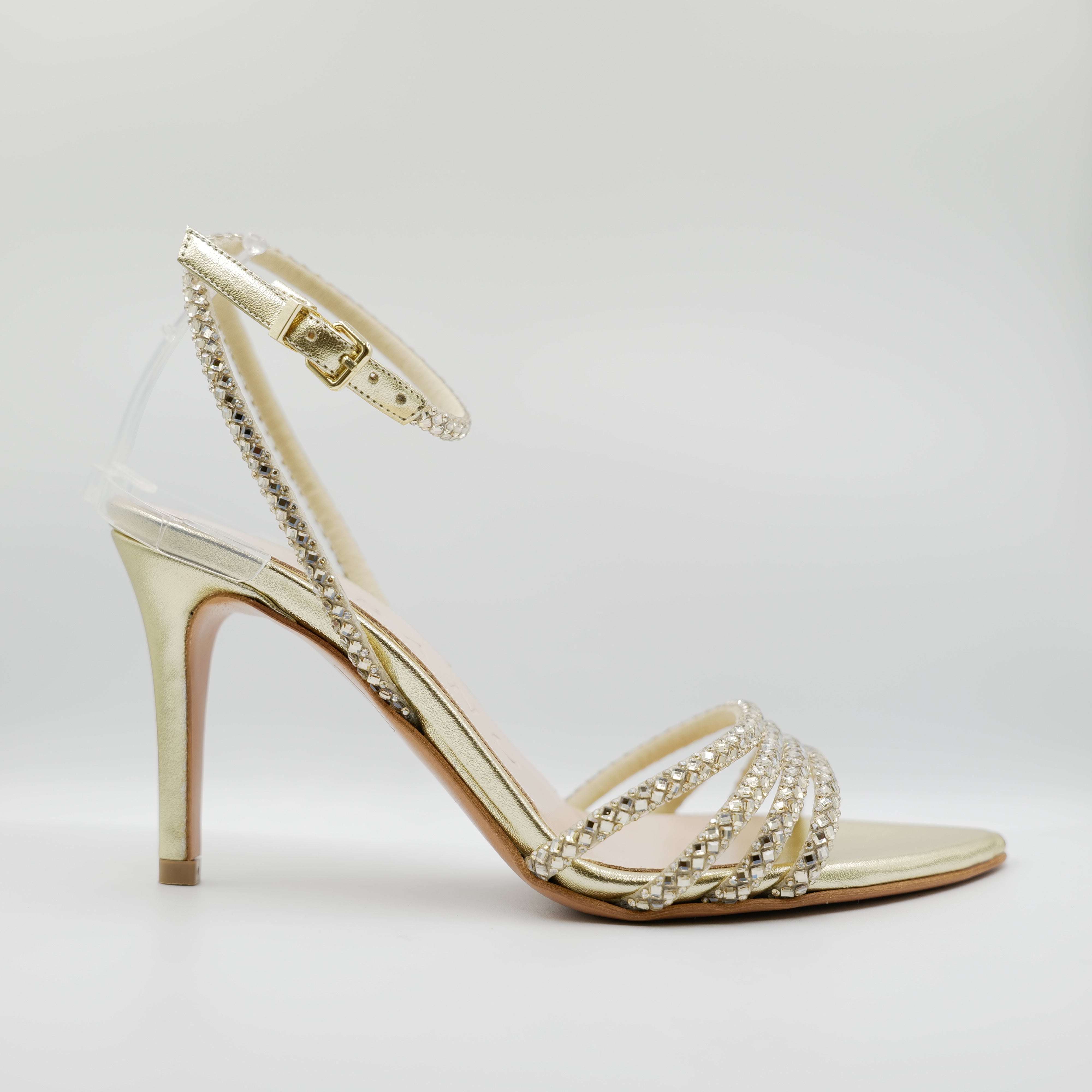 Albano - Sandali in pelle laminata con strass