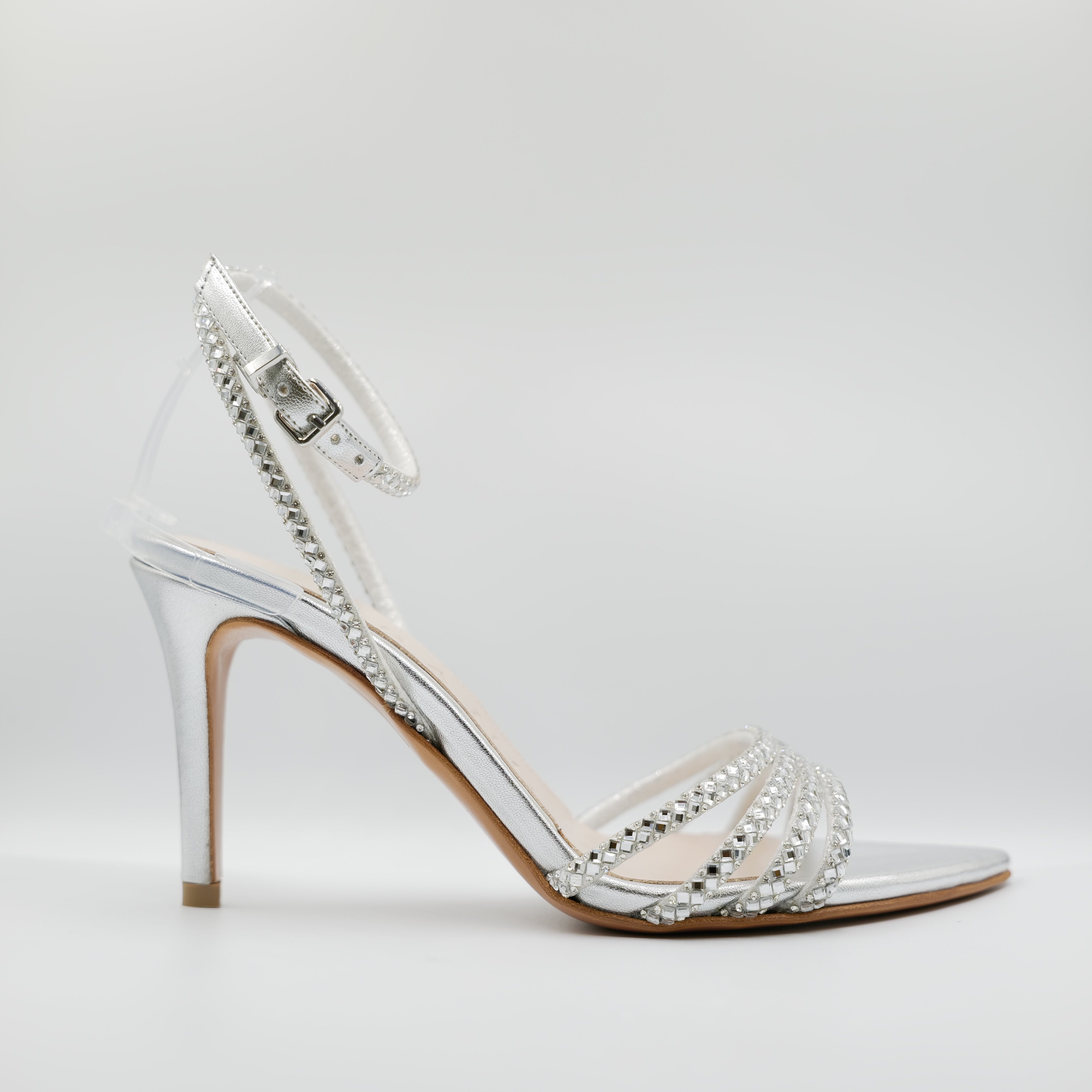 Albano - Sandali in pelle laminata con strass