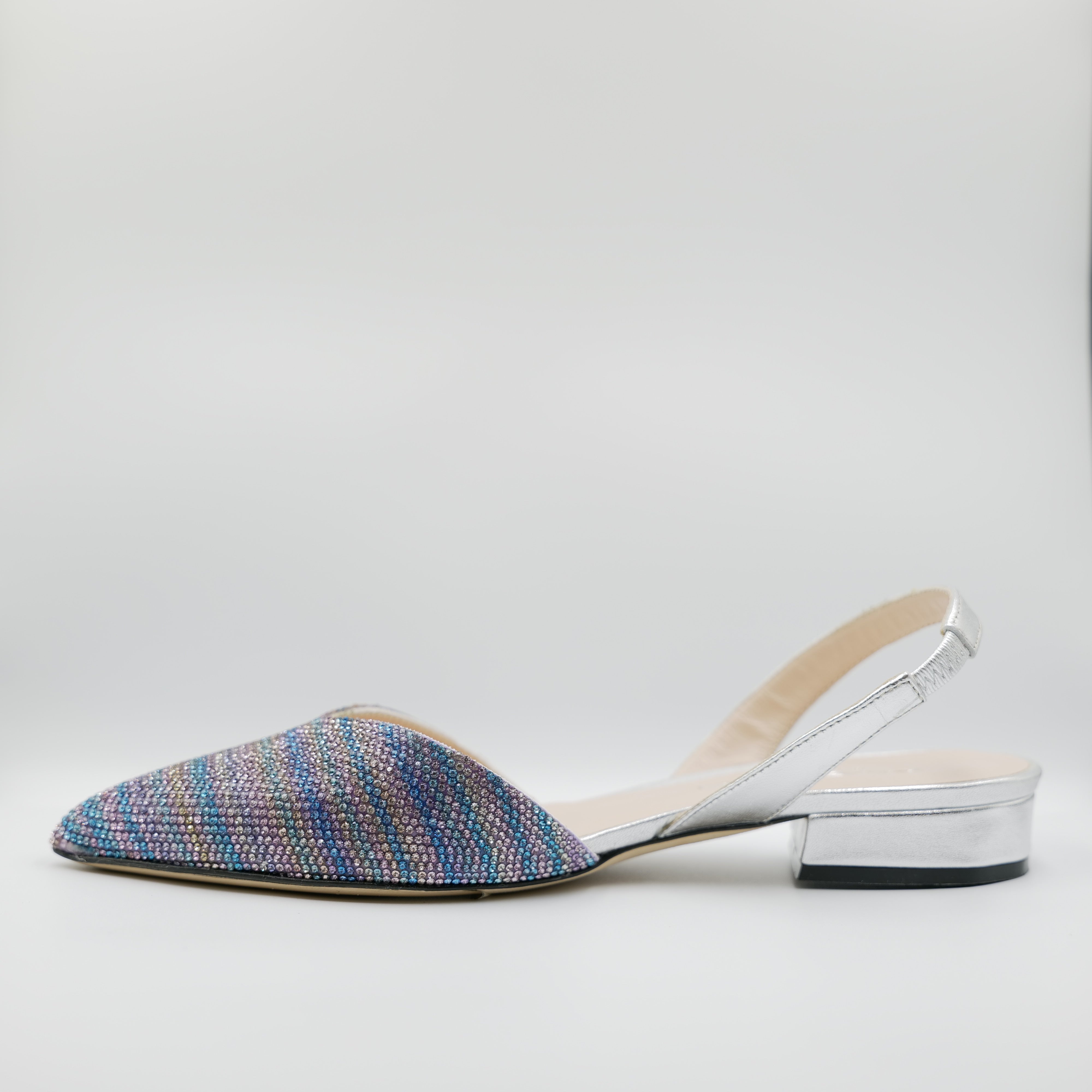 Evaluna - Slingback in pelle laminata con strass