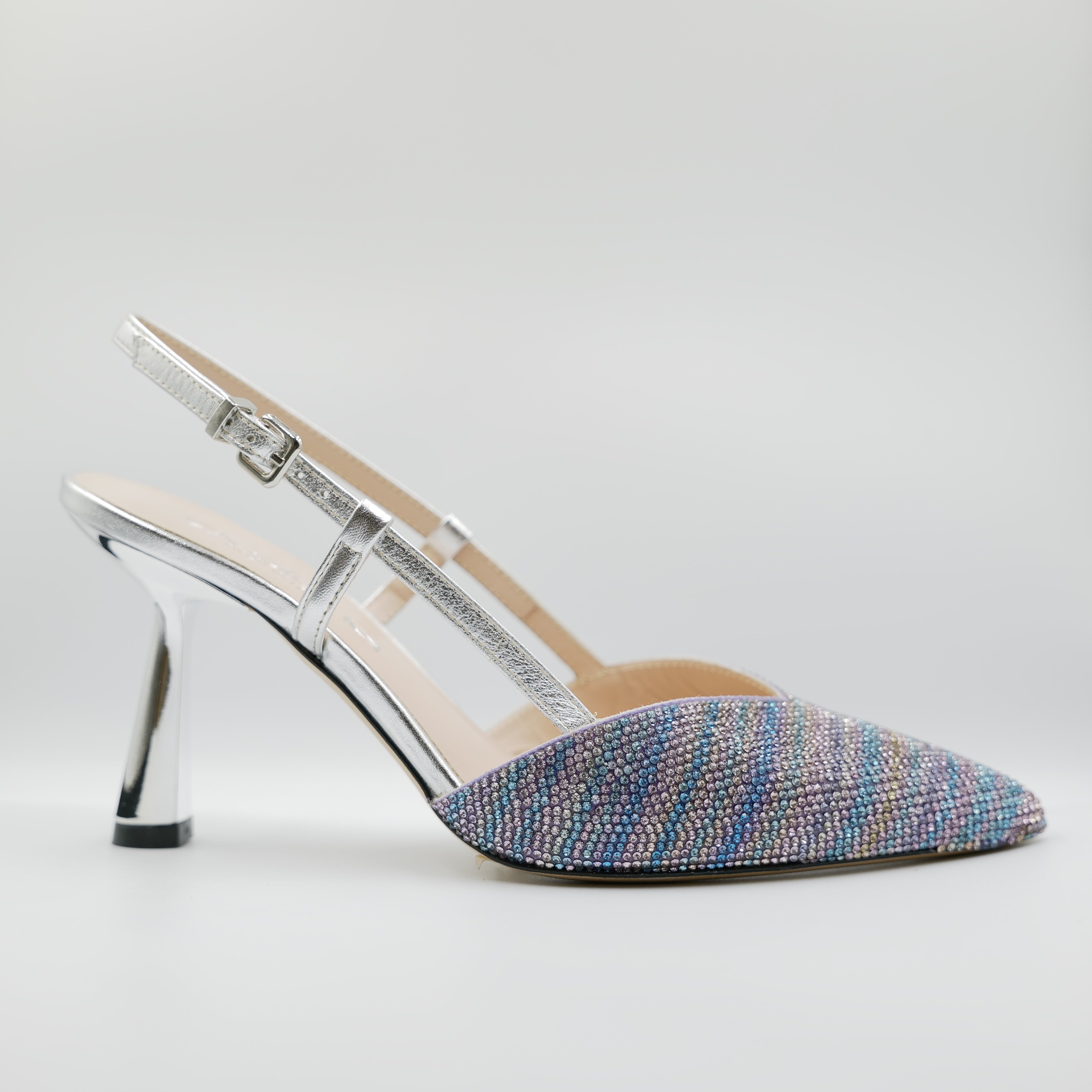 Evaluna - Slingback in pelle e strass con cinturino