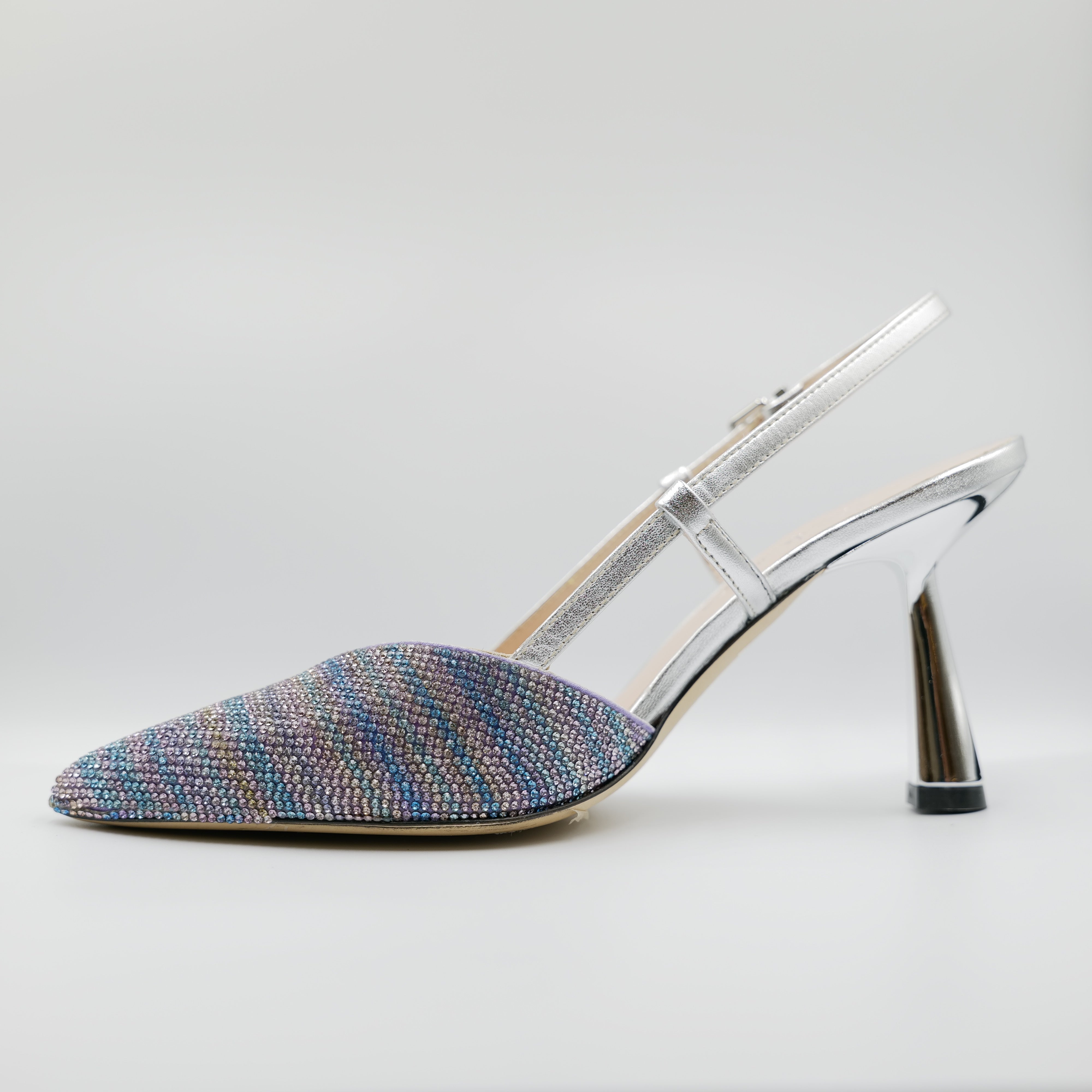 Evaluna - Slingback in pelle e strass con cinturino