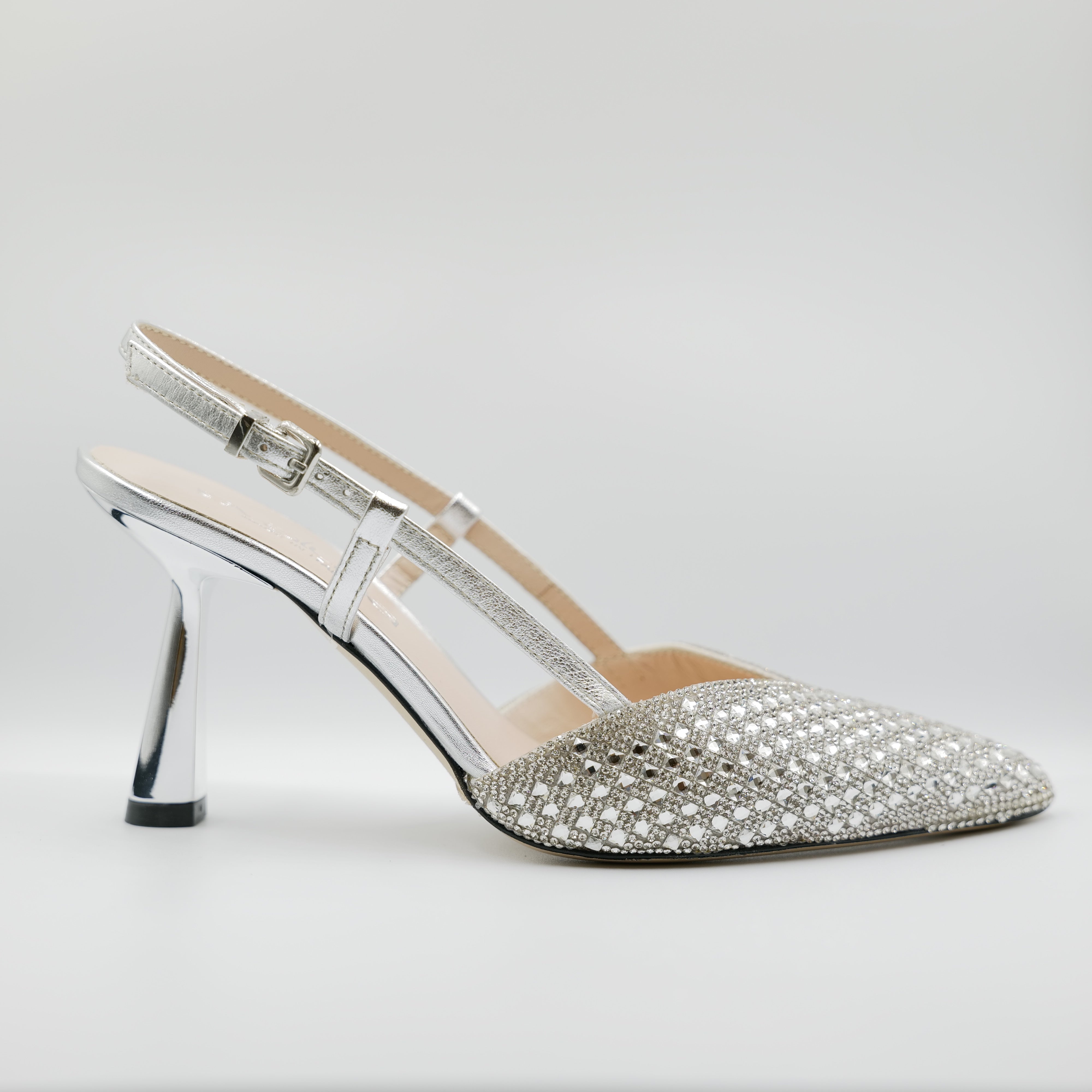 Evaluna - Slingback in pelle con strass e cinturino