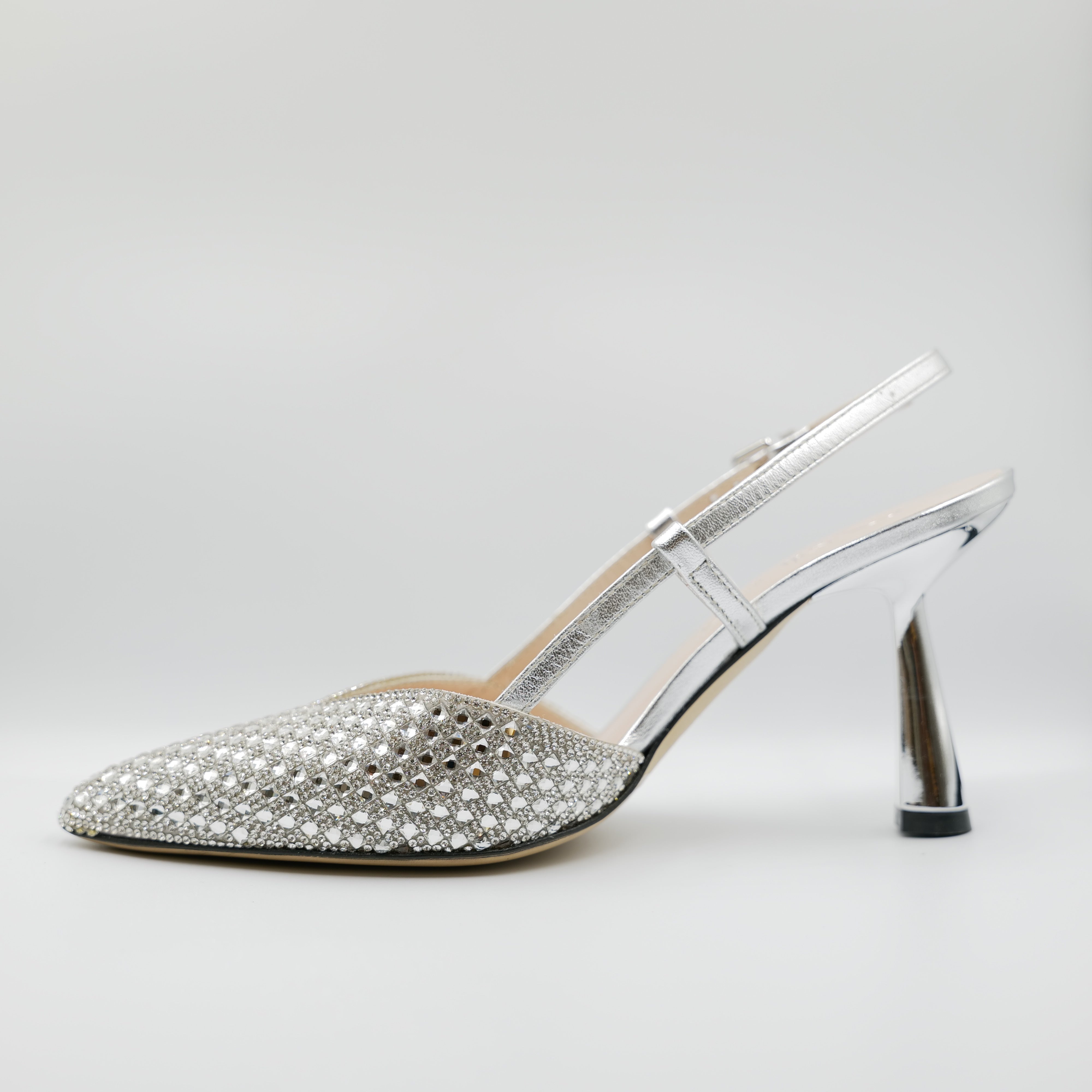 Evaluna - Slingback in pelle con strass e cinturino