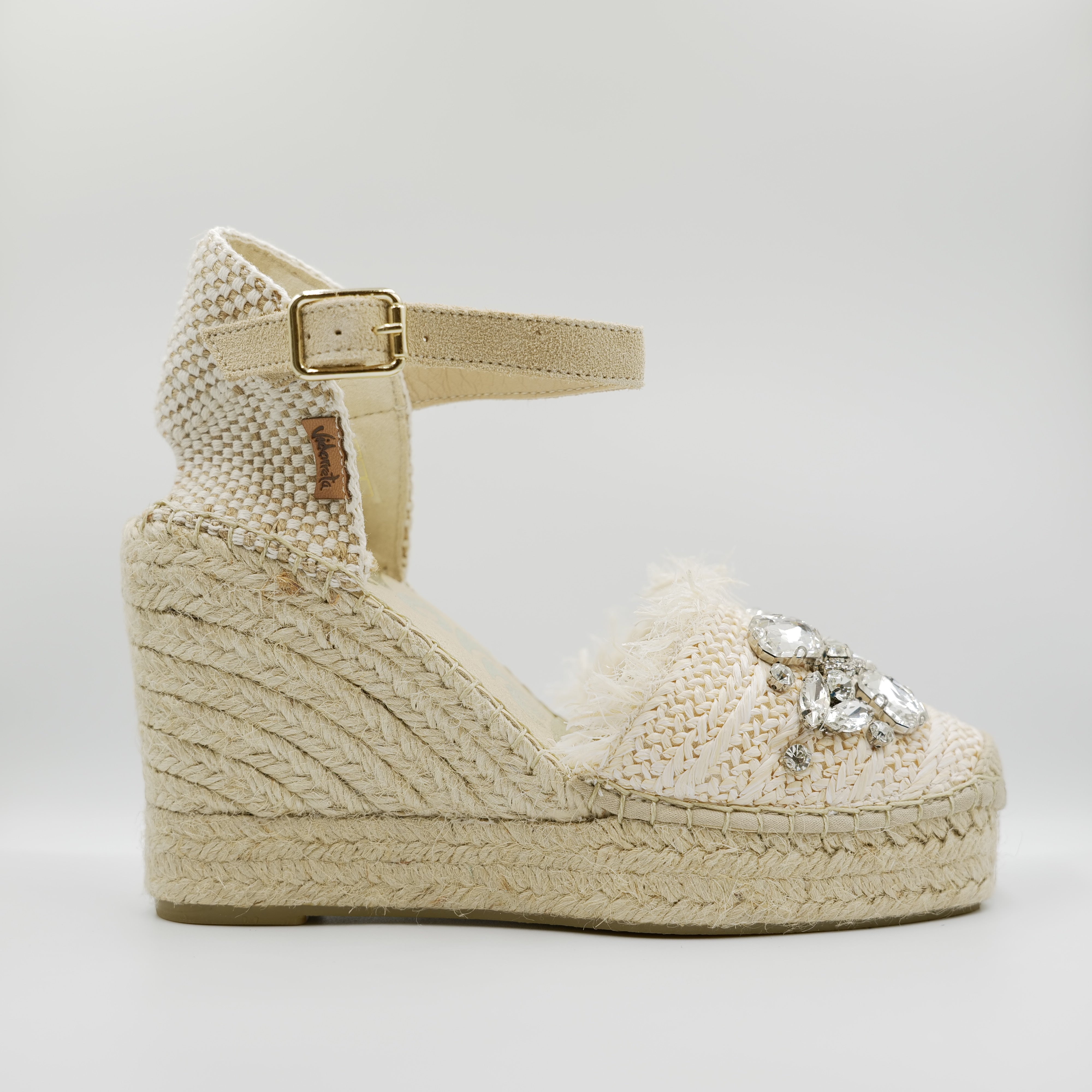 Vidorreta - Espadrilles in  pelle e rafia con pietre