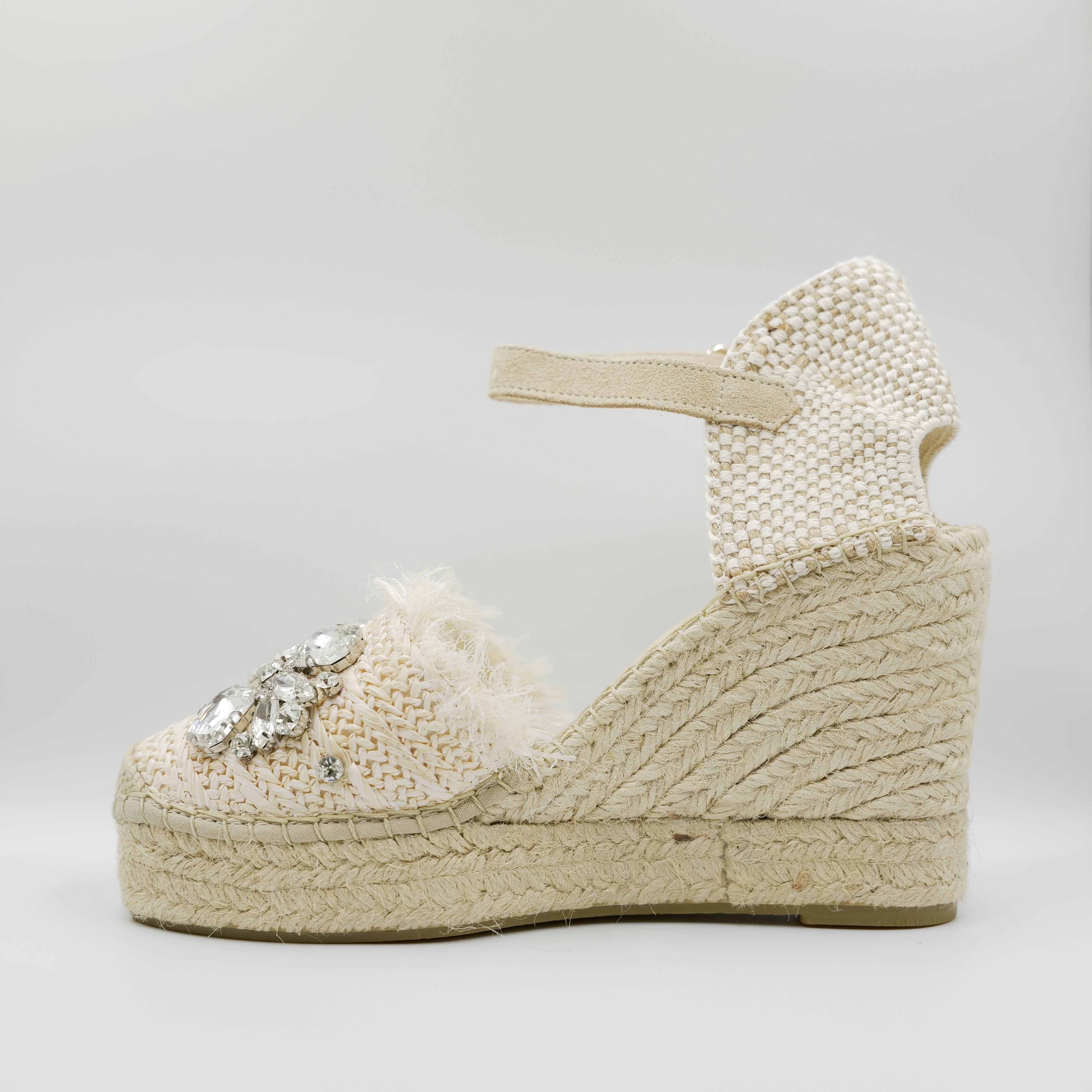 Vidorreta - Espadrilles in  pelle e rafia con pietre