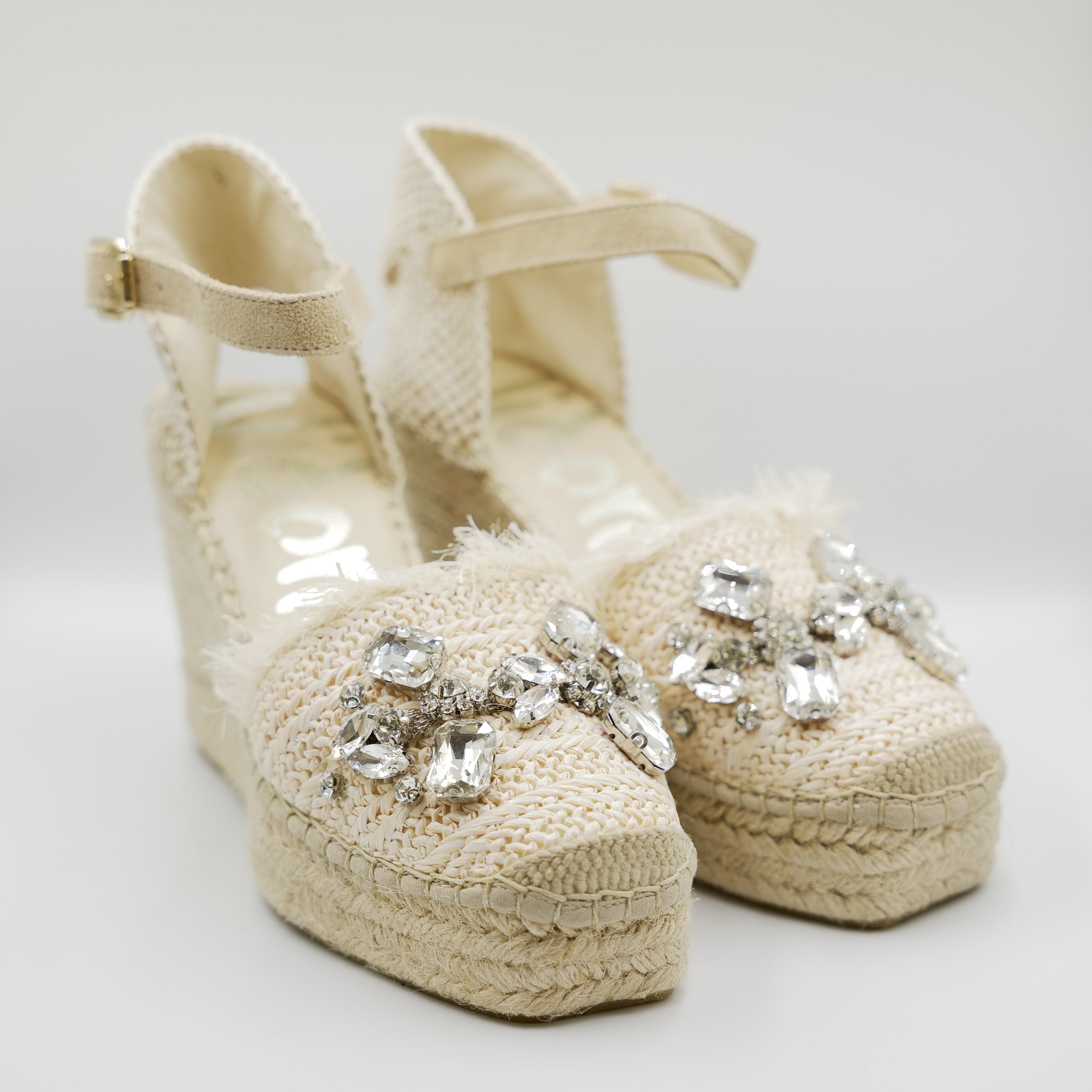 Vidorreta - Espadrilles in  pelle e rafia con pietre