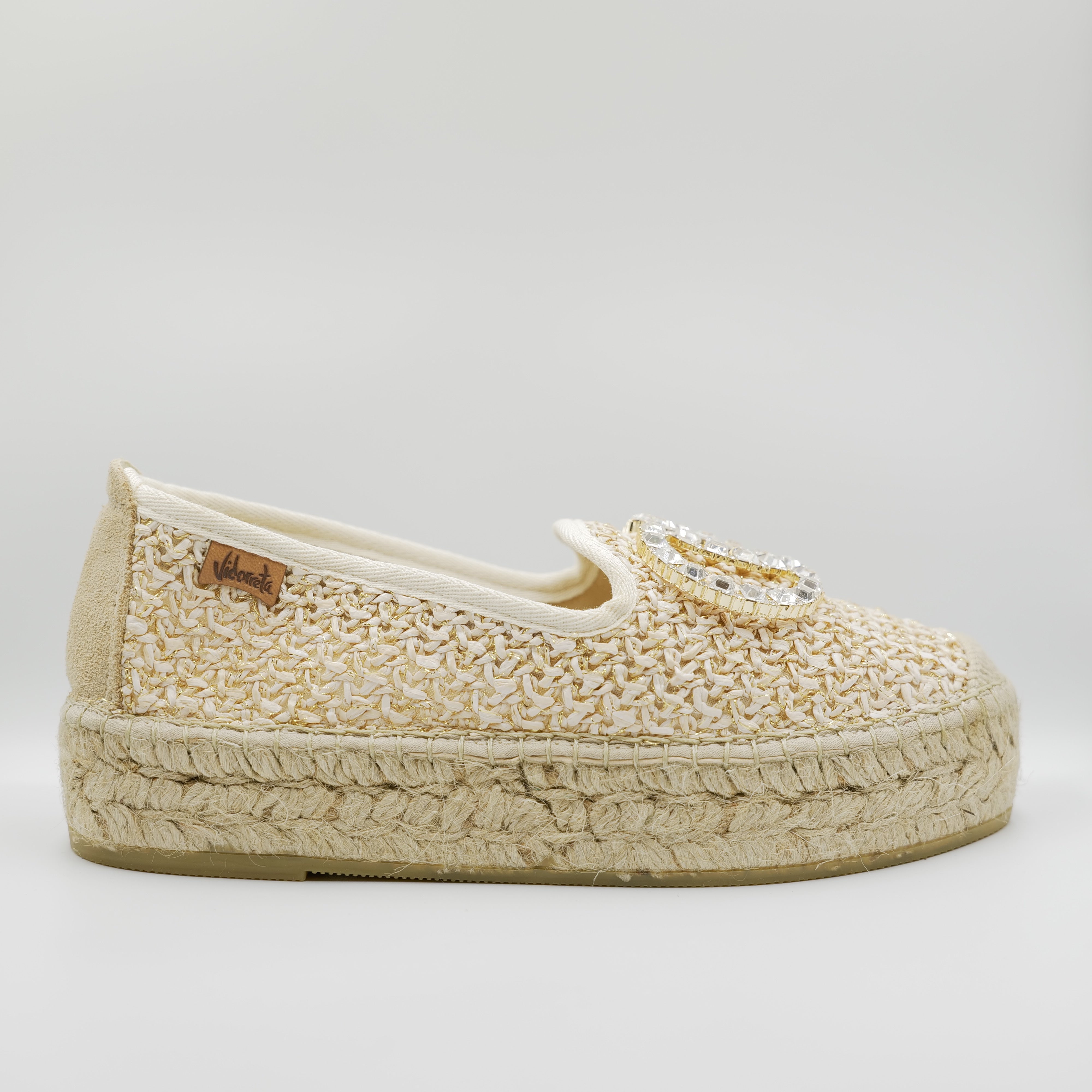 Vidorreta - Espadrilles in pelle e rafia con accessorio