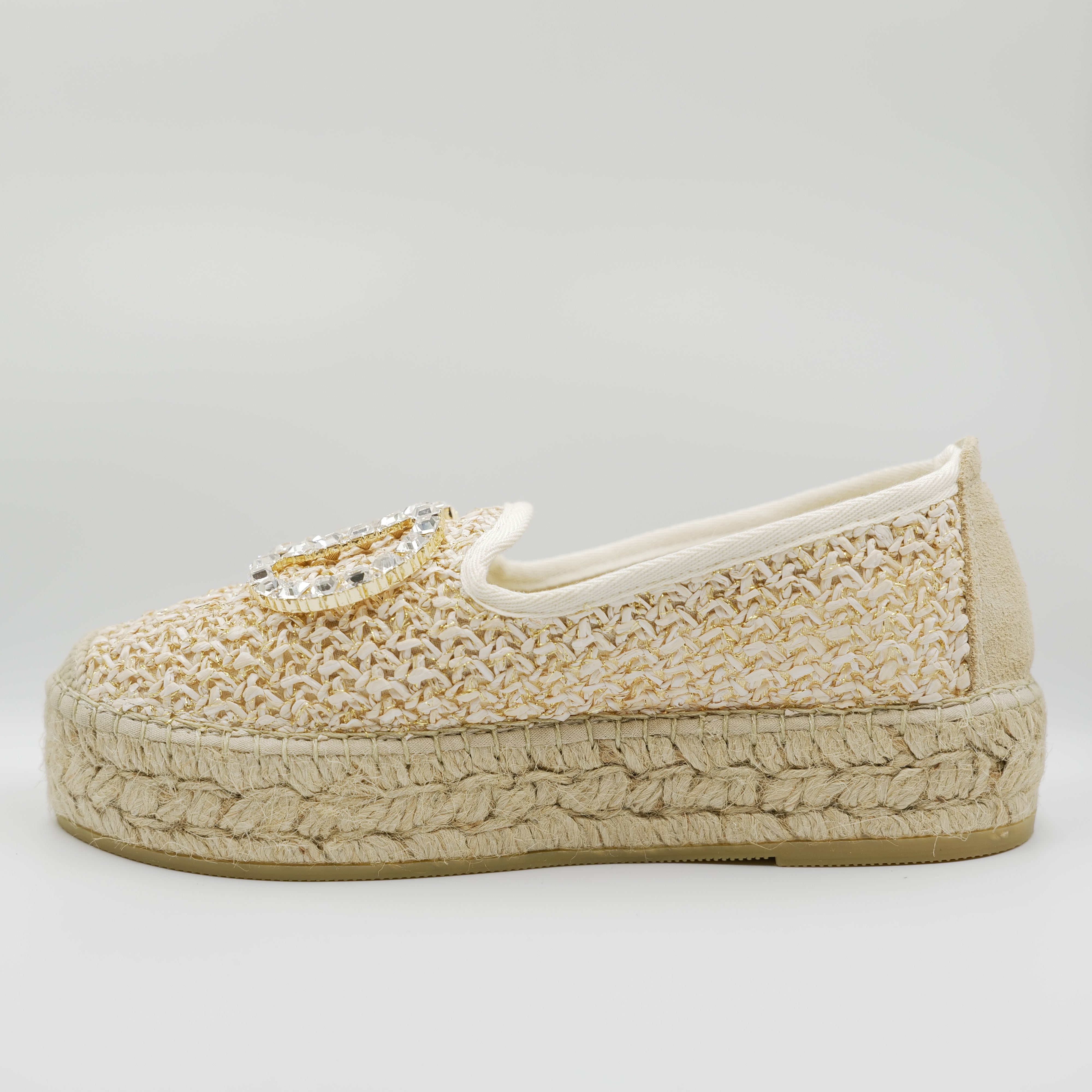 Vidorreta - Espadrilles in pelle e rafia con accessorio