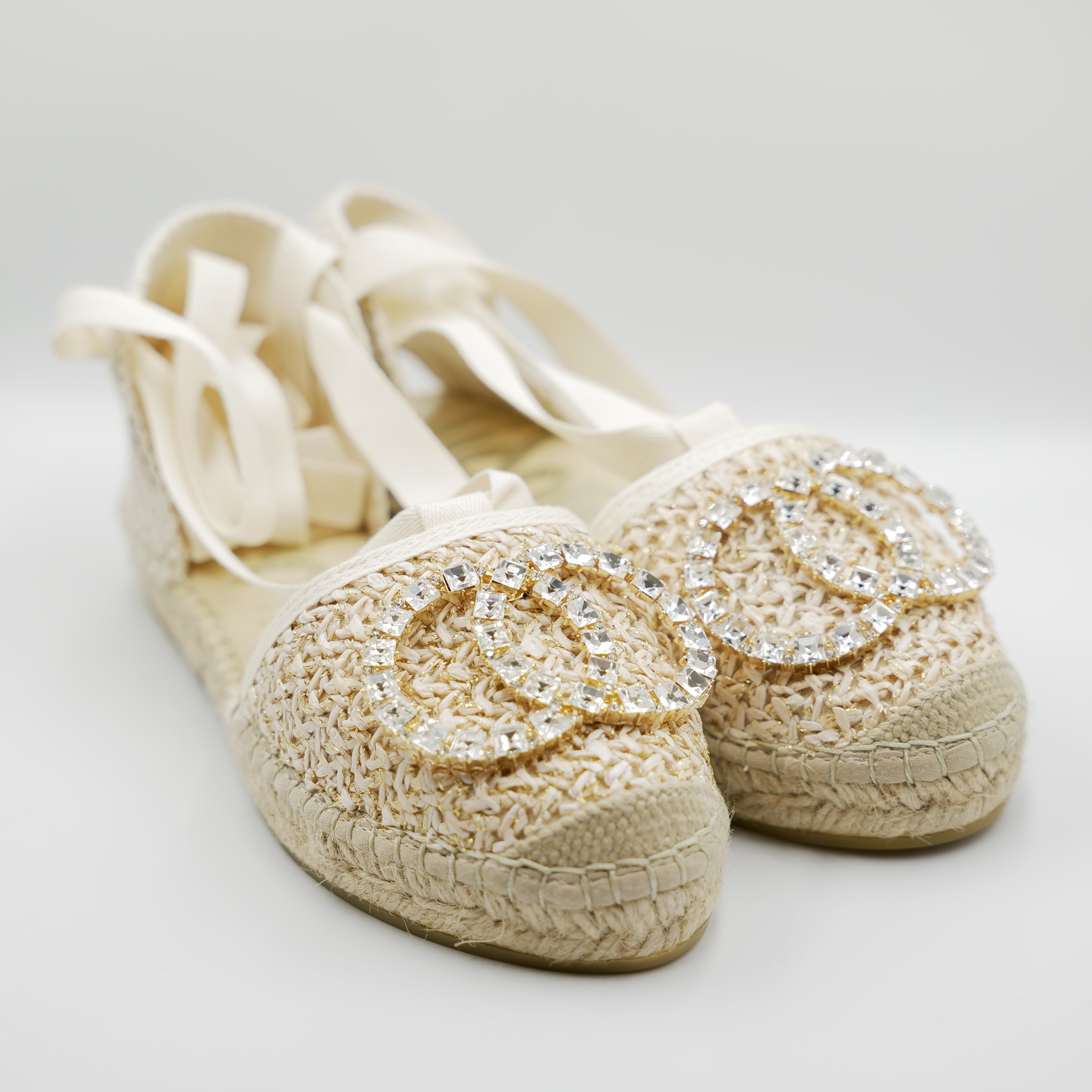 Vidorreta - Espadrilles in pelle e rafia con accessorio e lacci