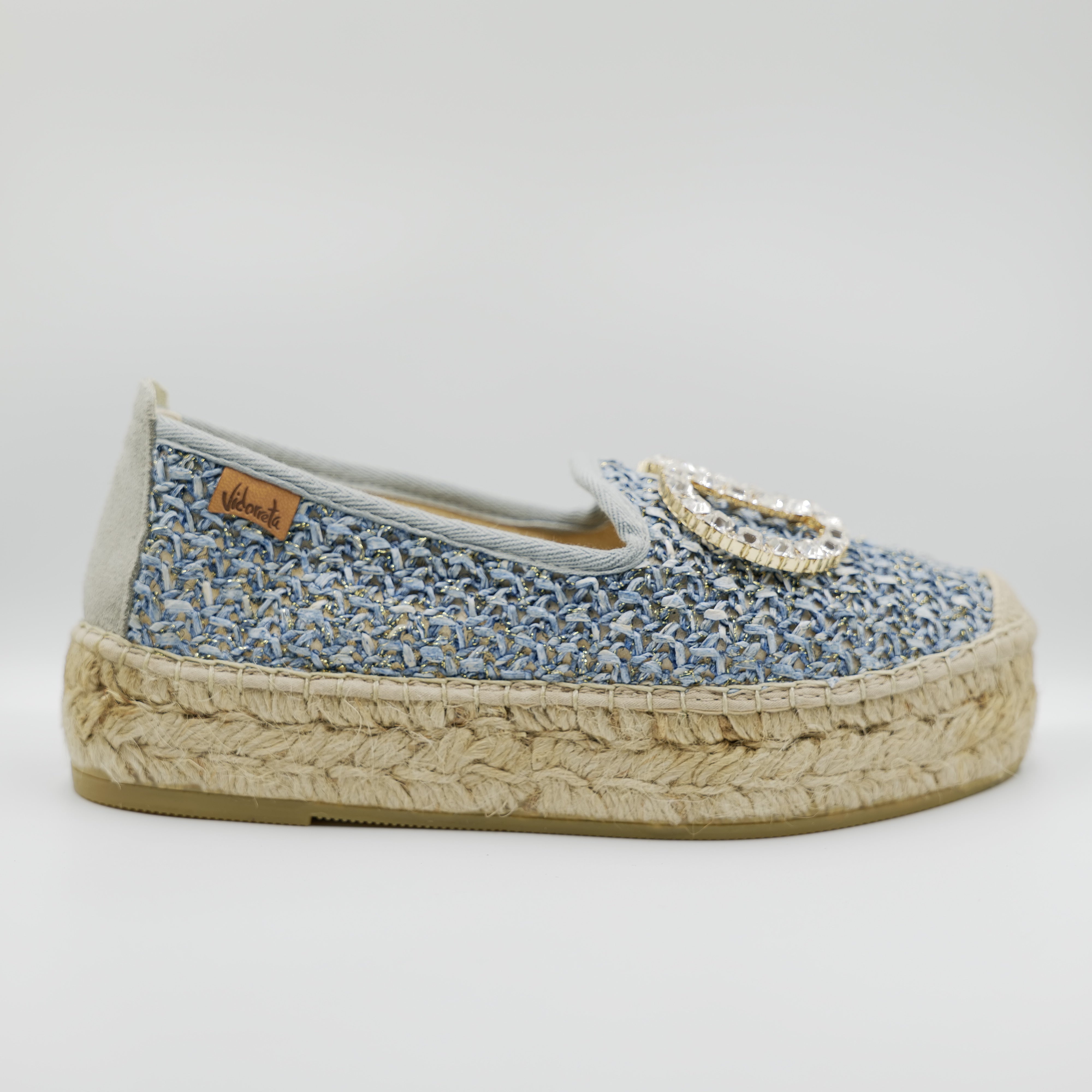 Vidorreta - Espadrilles in pelle e rafia con accessorio