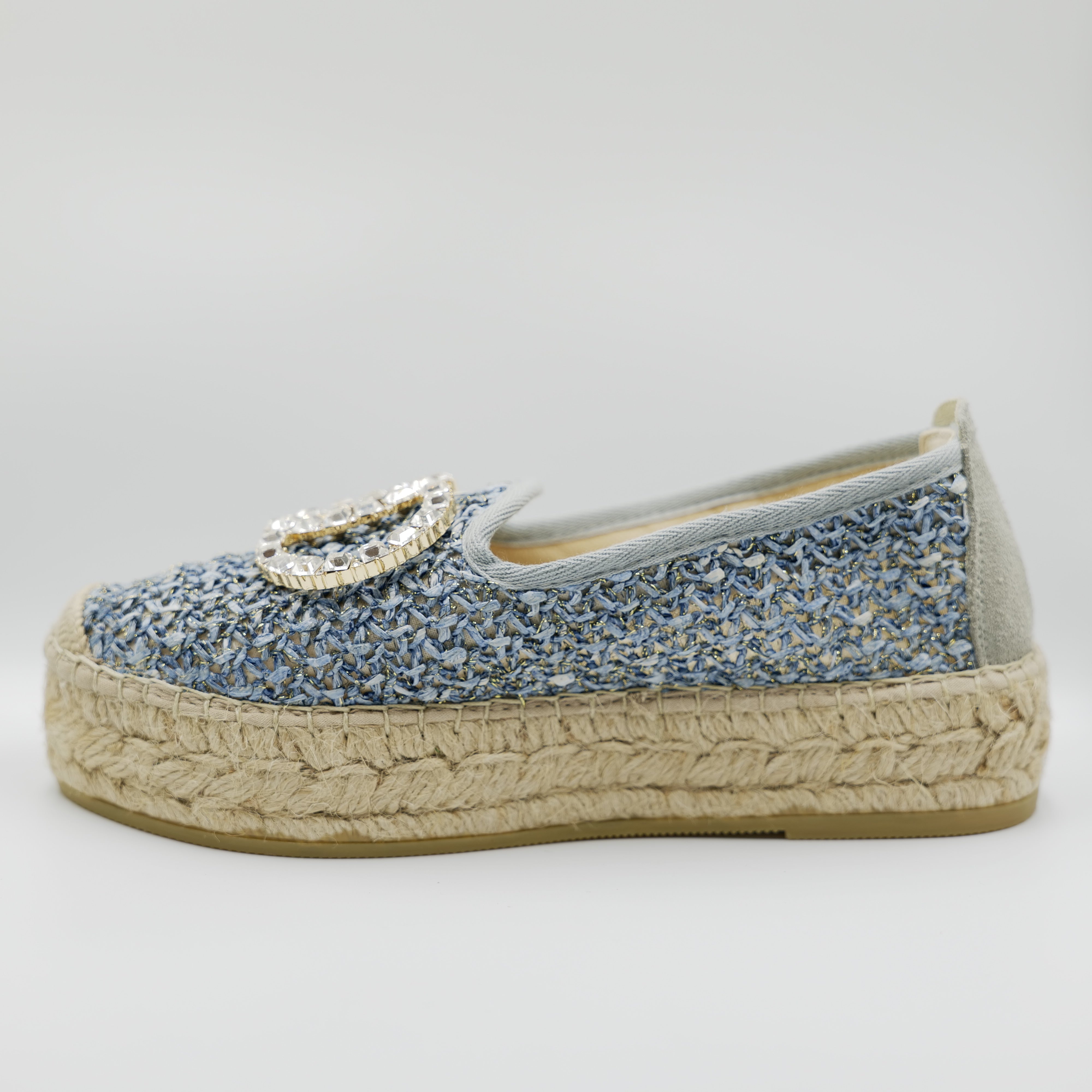 Vidorreta - Espadrilles in pelle e rafia con accessorio