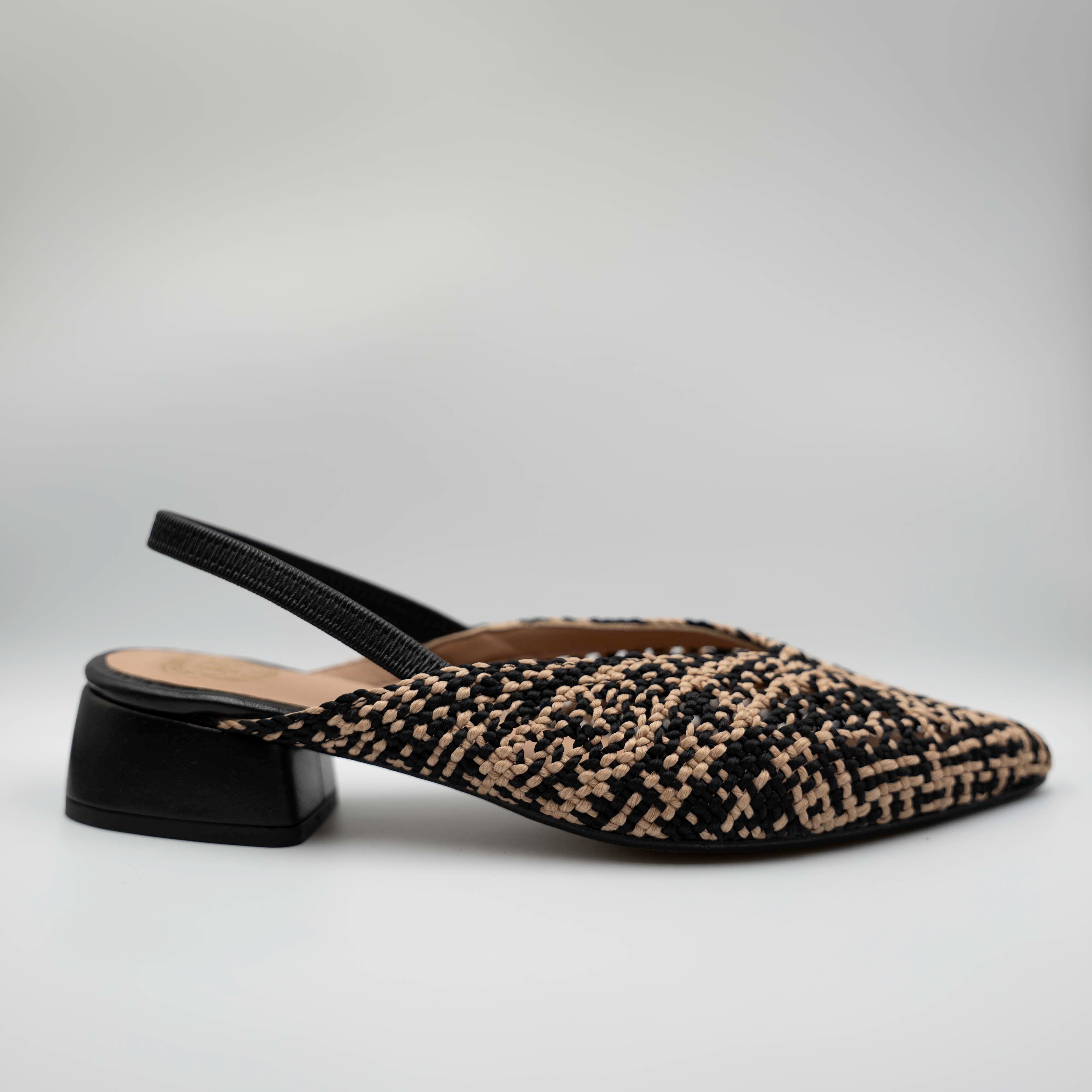 Ora - Slingback in pelle e tessuto con elastico