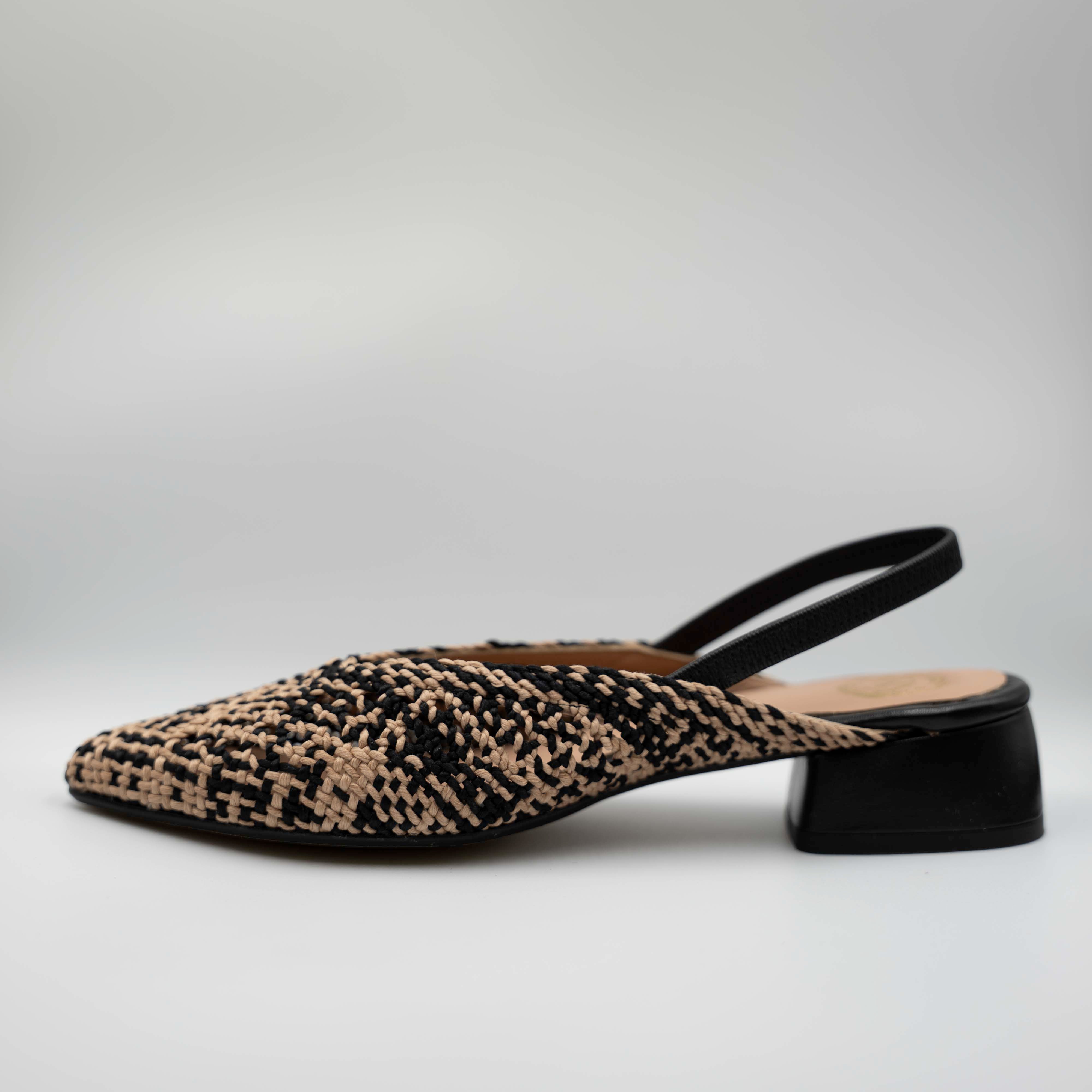 Ora - Slingback in pelle e tessuto con elastico