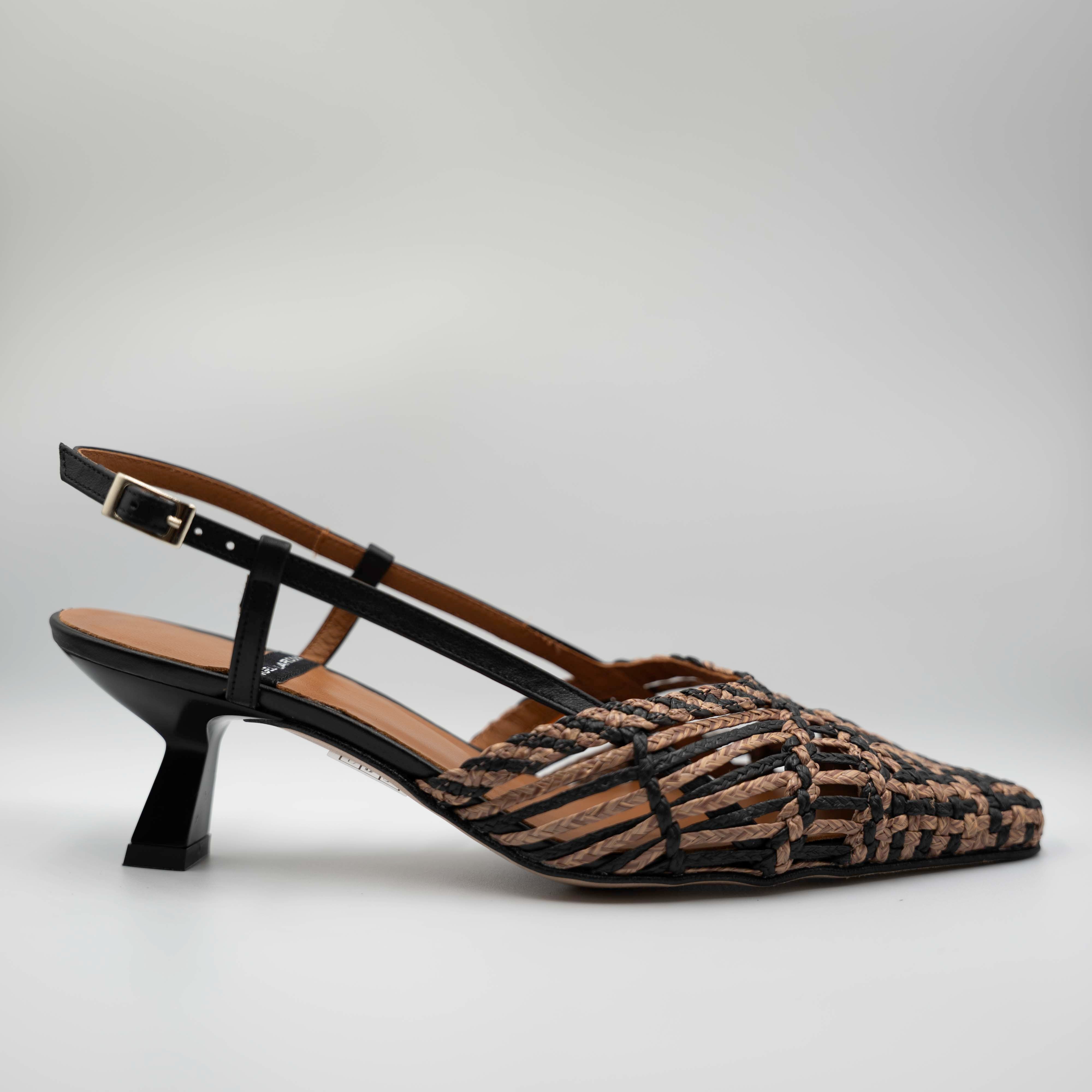 Angel Alarcon - Slingback in pelle e rafia con cinturino