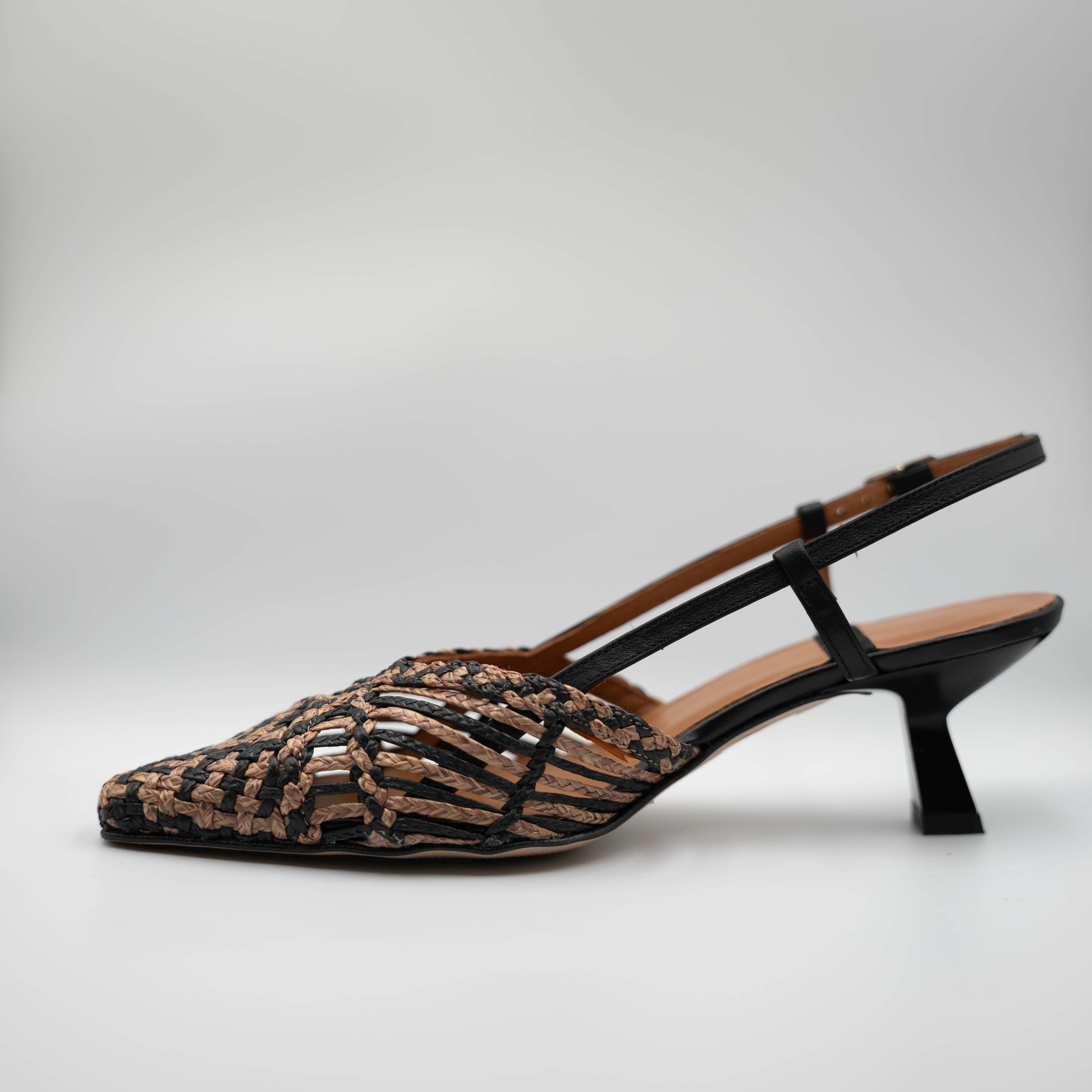 Angel Alarcon - Slingback in pelle e rafia con cinturino