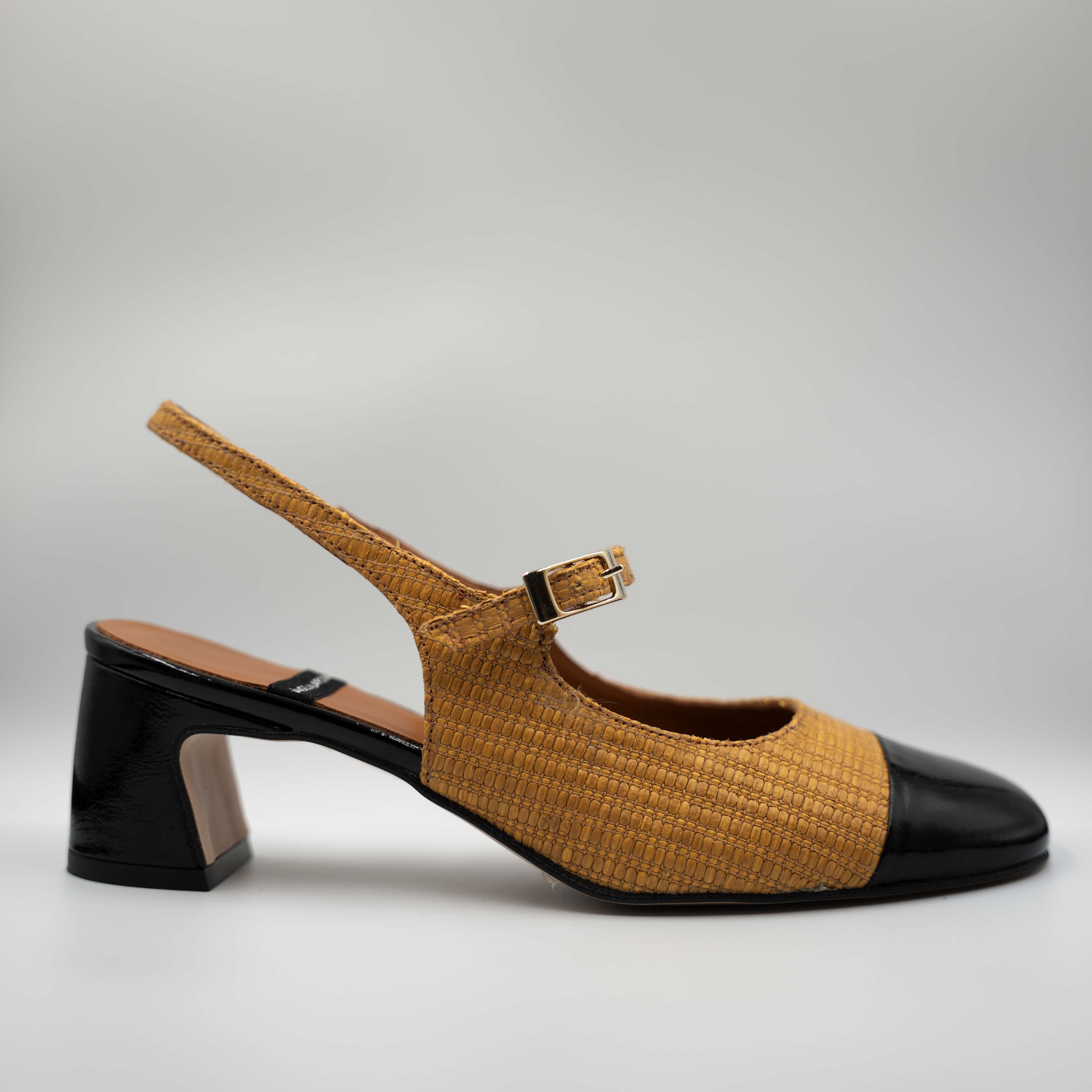 Angel Alarcon - Slingback in pelle e rafia con cinturino