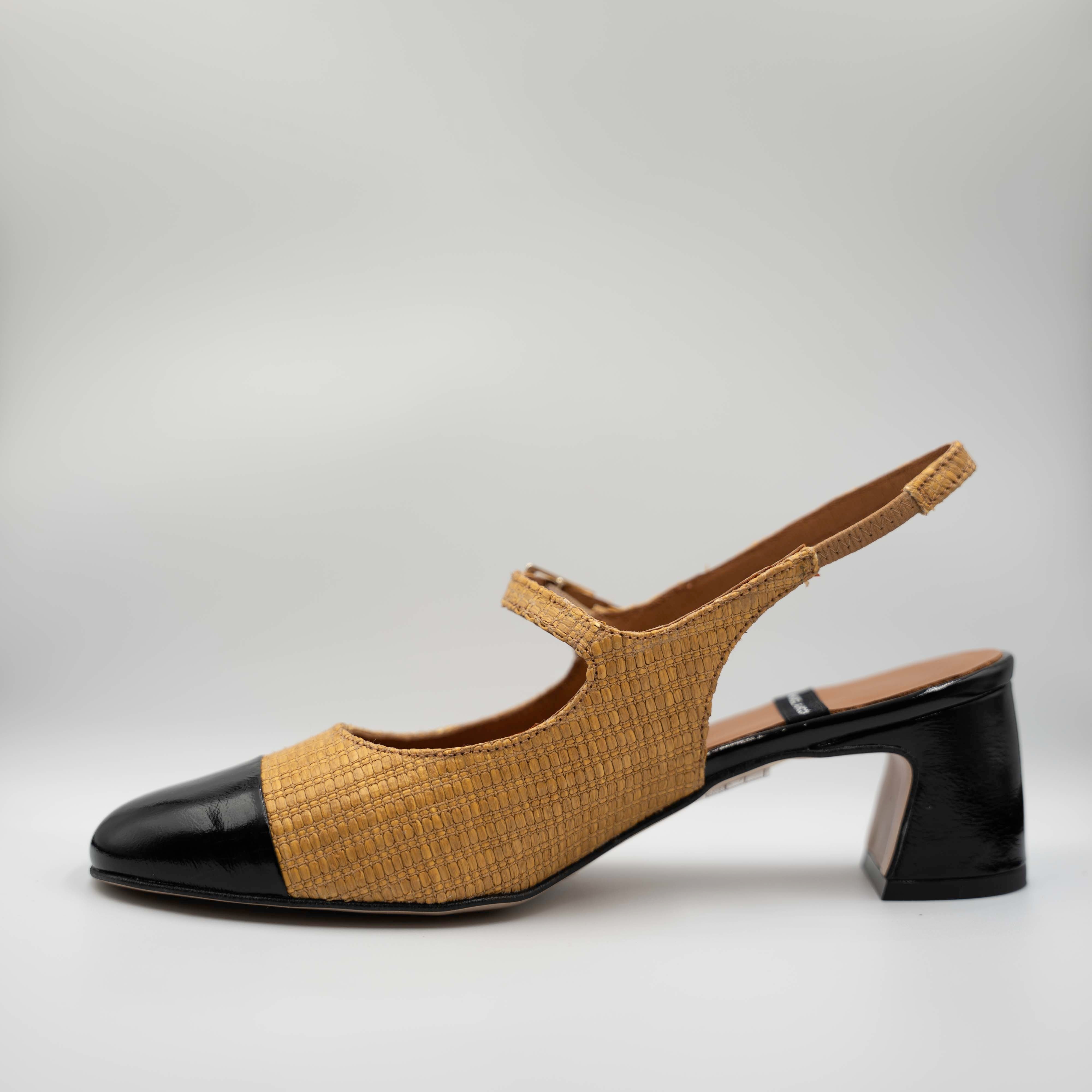 Angel Alarcon - Slingback in pelle e rafia con cinturino